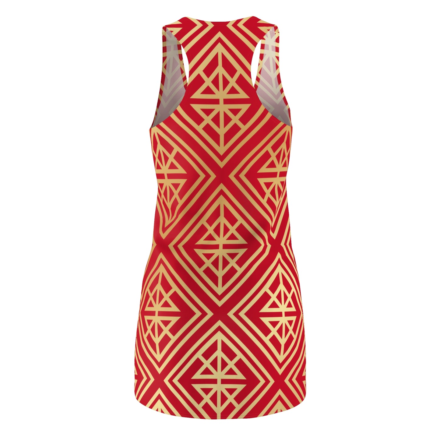Luxury Racerback Dress mit Geometric Gold Line Muster red
