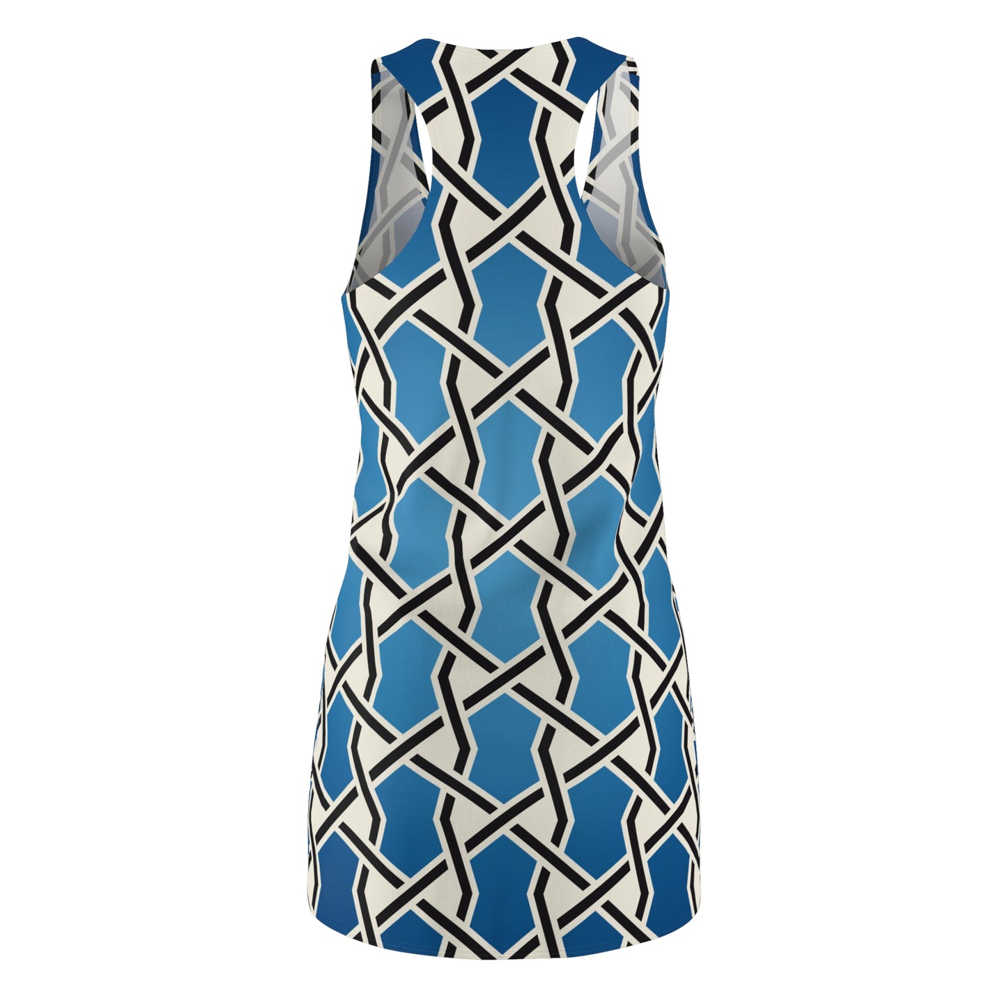 Blaues Racerback Kleid mit geometrischem Muster & Farbverlauf