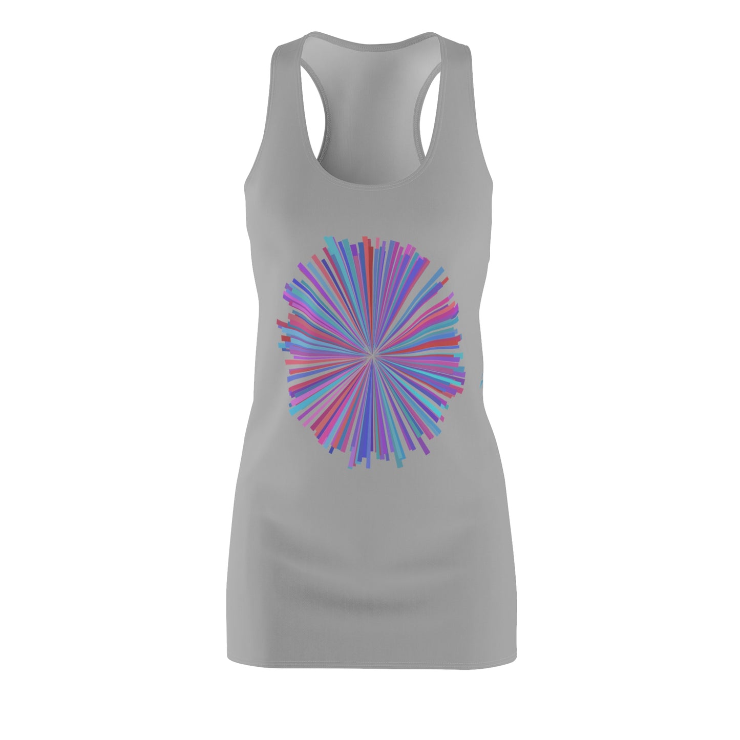 Grau Racerback Kleid mit Aquarell-Muster - Sommerkleid, elegant & leicht