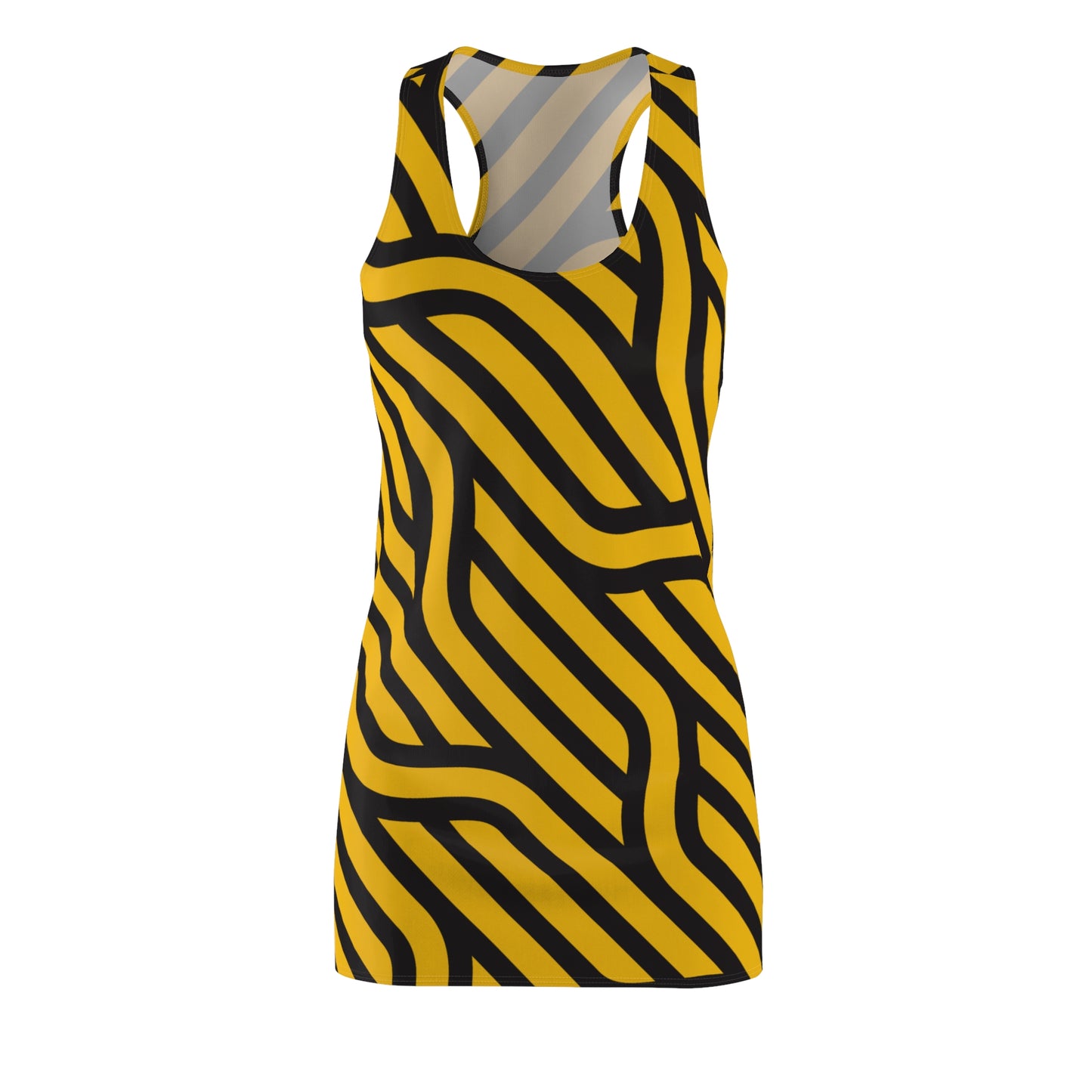 Schwarz Gelb Streifen Racerback Kleid – Modernes Sommerkleid