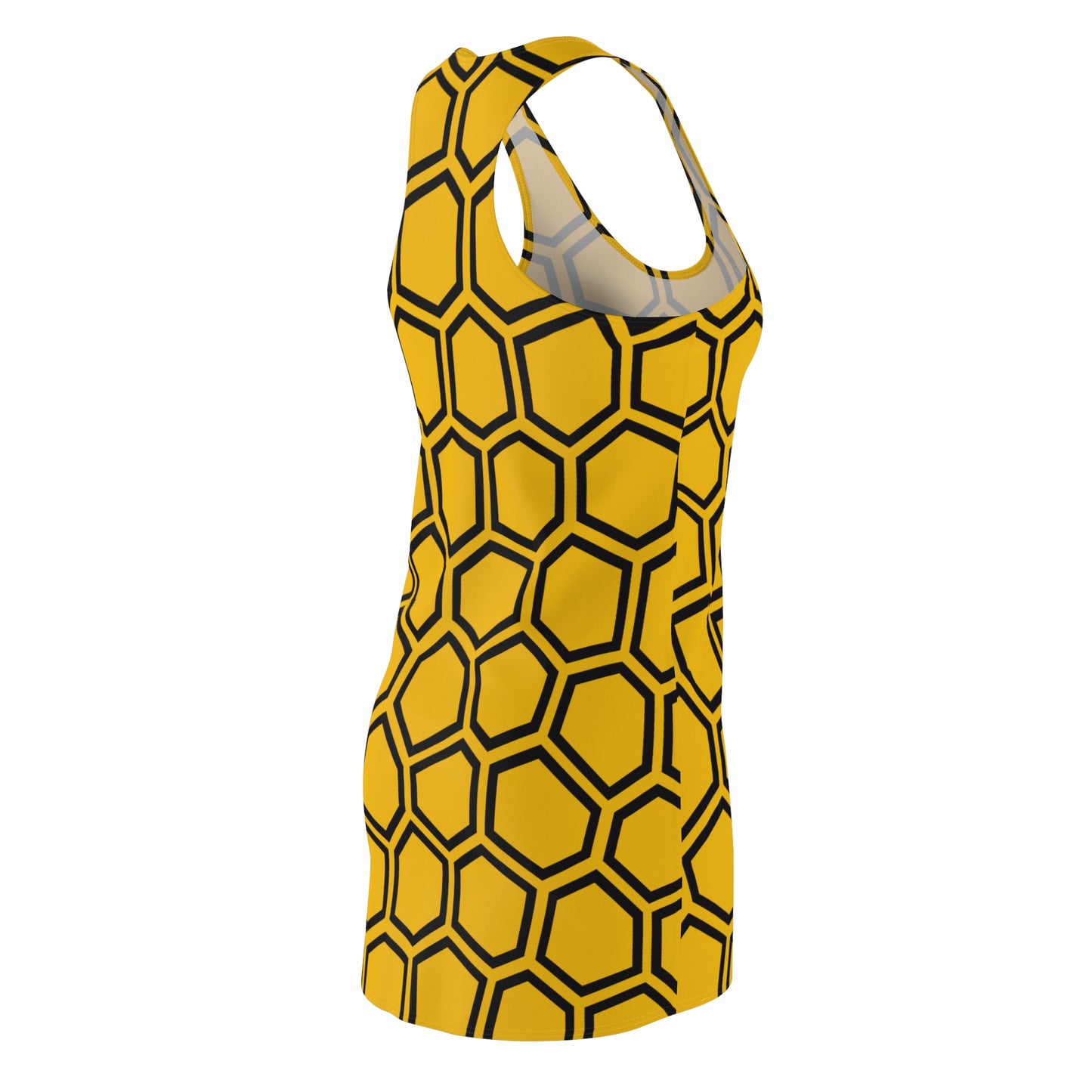 Racerback Kleid Schwarz Gelb Hexagon Muster Damen Sommer