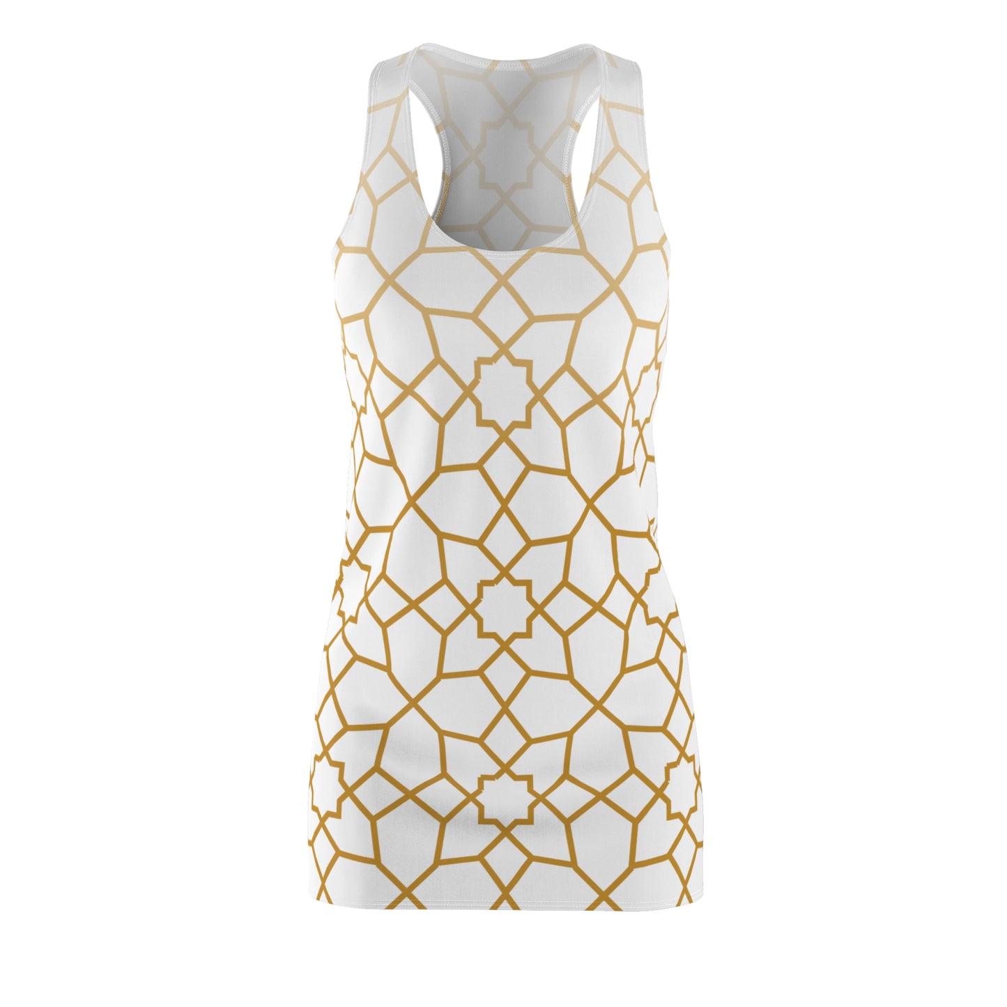 Luxury Racerback Dress mit Golden Mosaic Pattern auf Weiß