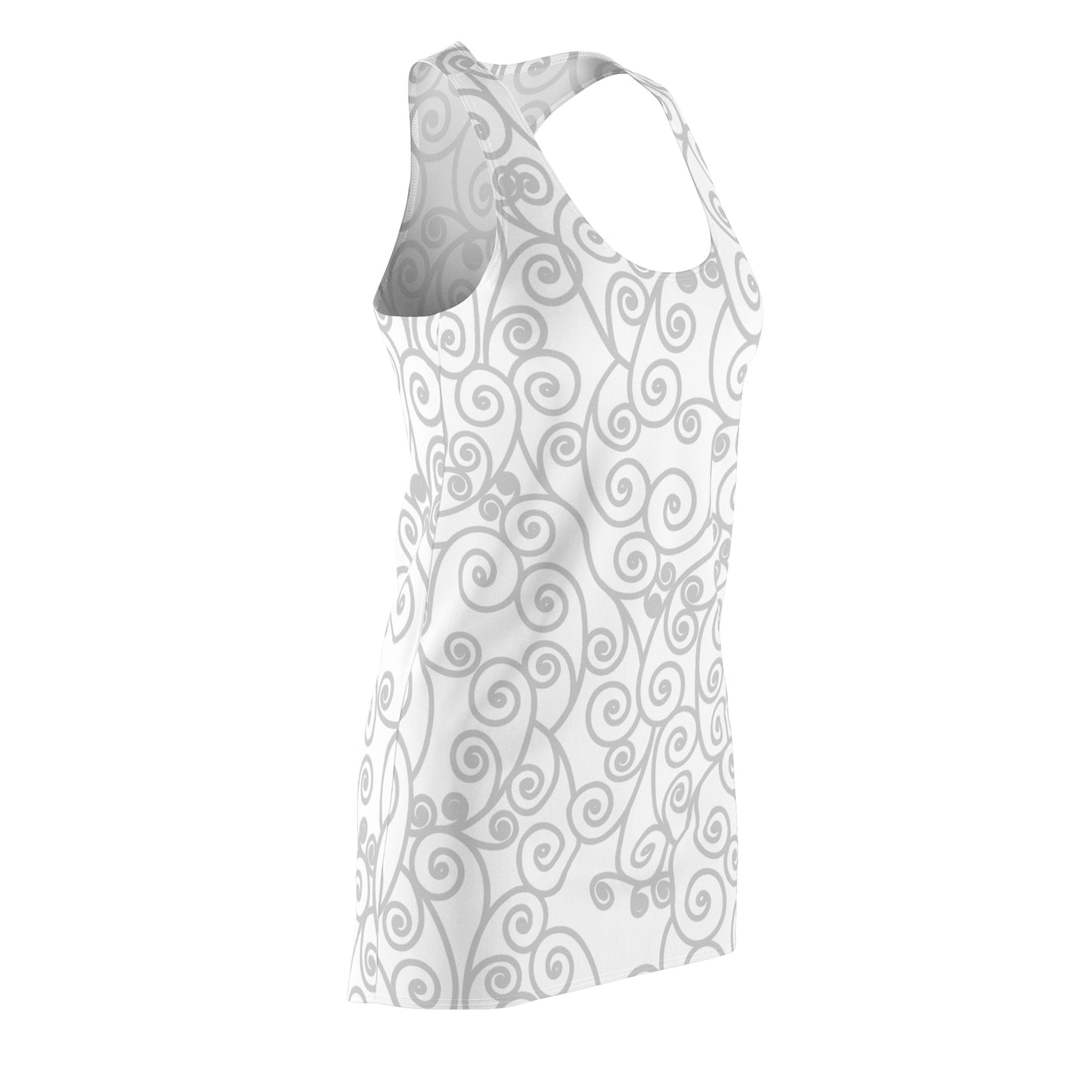 Racerback Damenkleid Sommer – Arabesken Muster, stilvoll & bequem weiss