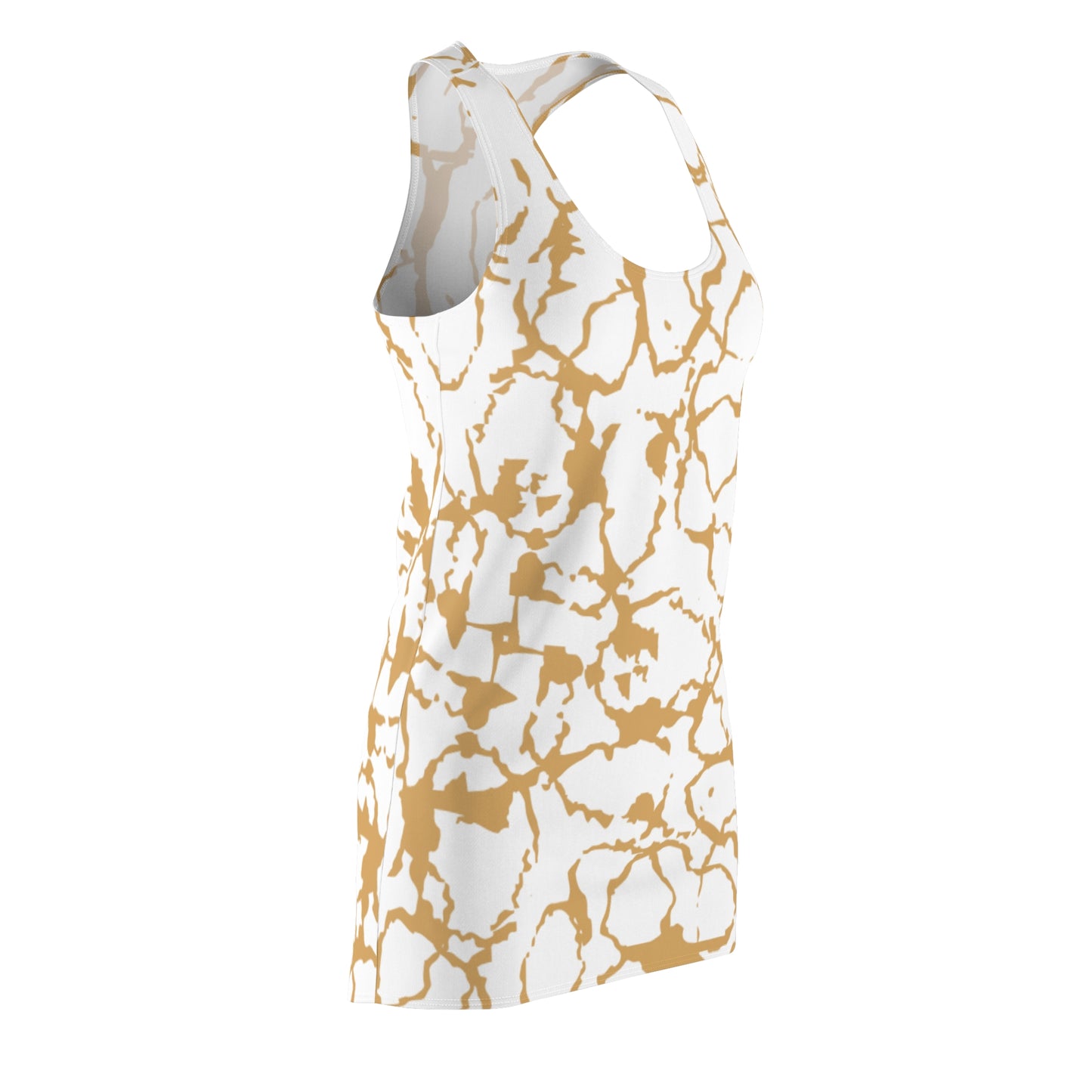Racerback Kleid Weiss Gold mit abstraktem Muster