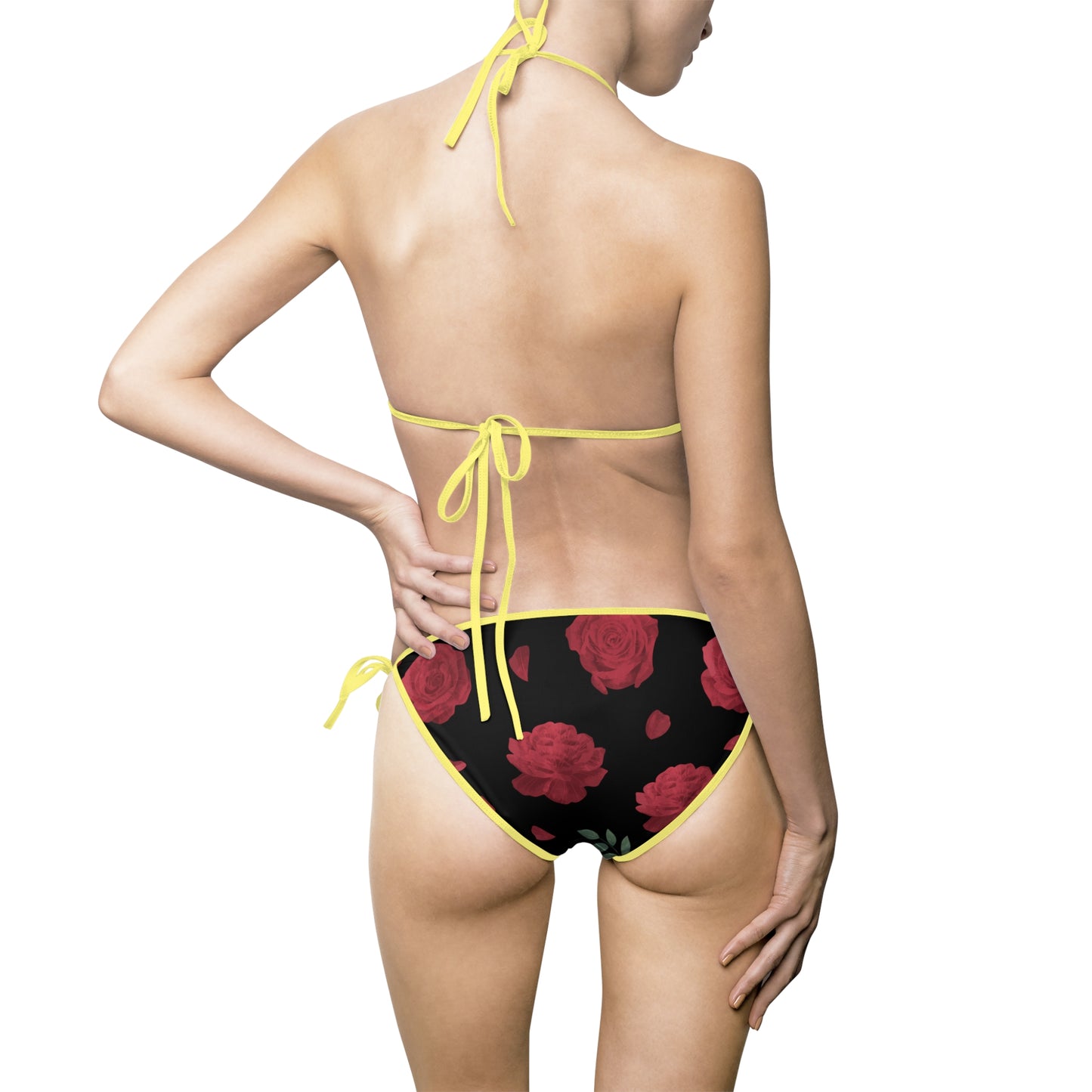 Damen Bikini Floral Print Zweiteiler Push Up Strand Pool schwarz