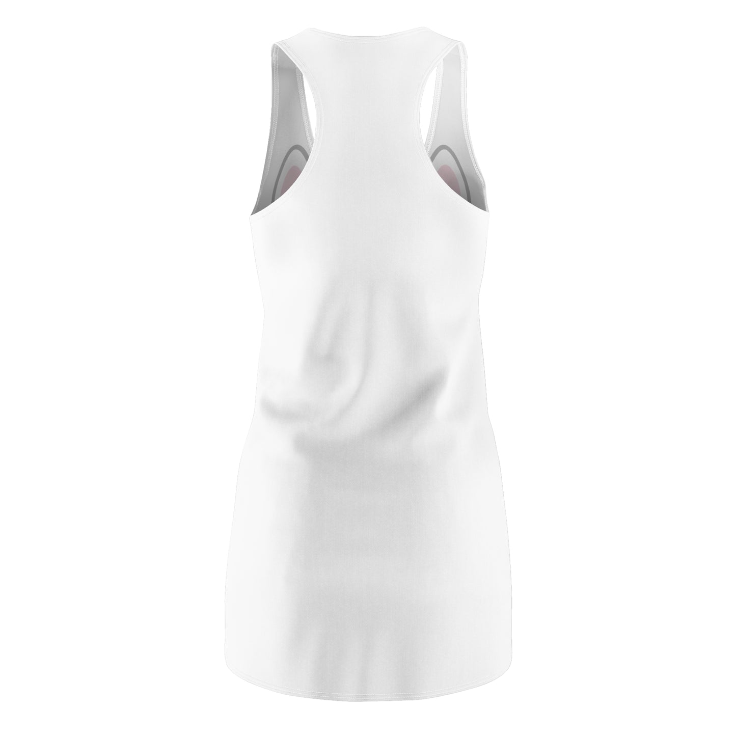 Weißes Racerback Kleid mit Kawaii Katzenface Design