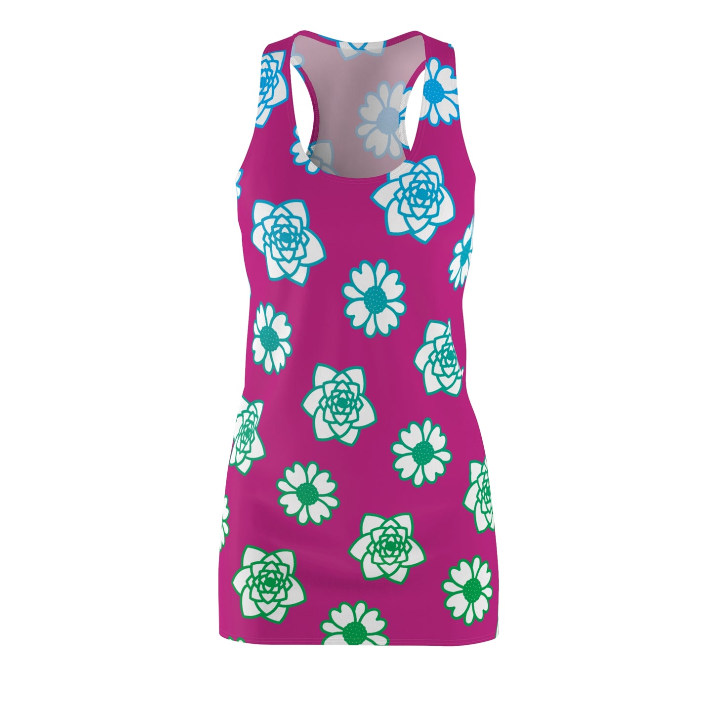 Racerback Kleid Pink mit grünem Blumenmuster Sommerlook