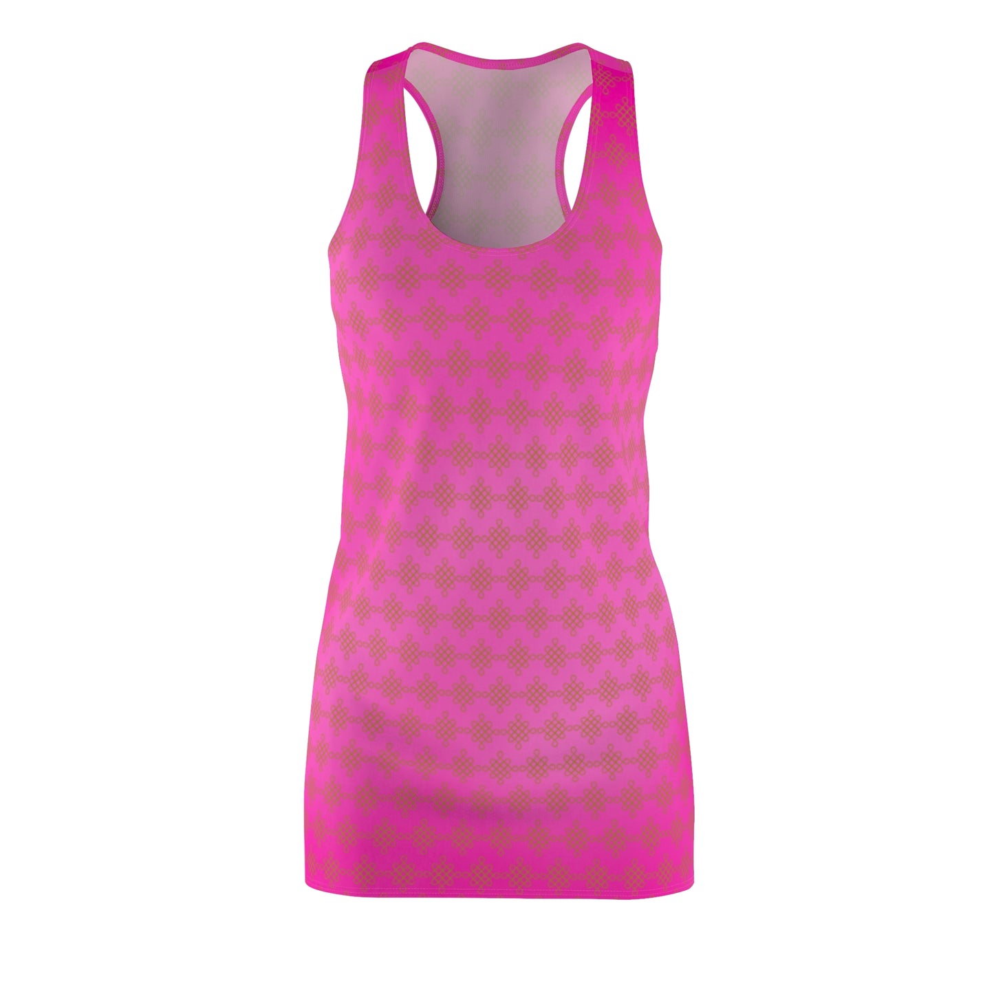 Pinkes Damen Sommerkleid mit Farbverlauf und goldenem Muster