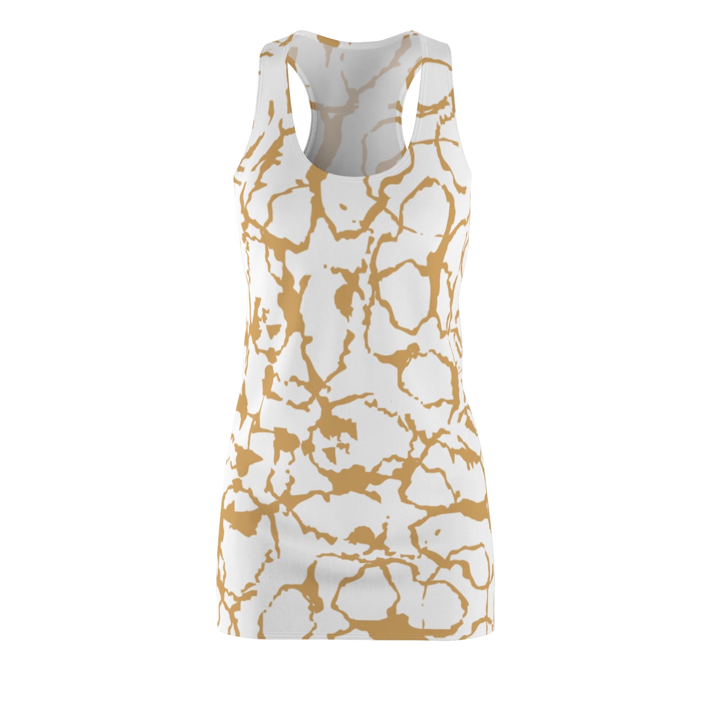 Racerback Kleid Weiss Gold mit abstraktem Muster