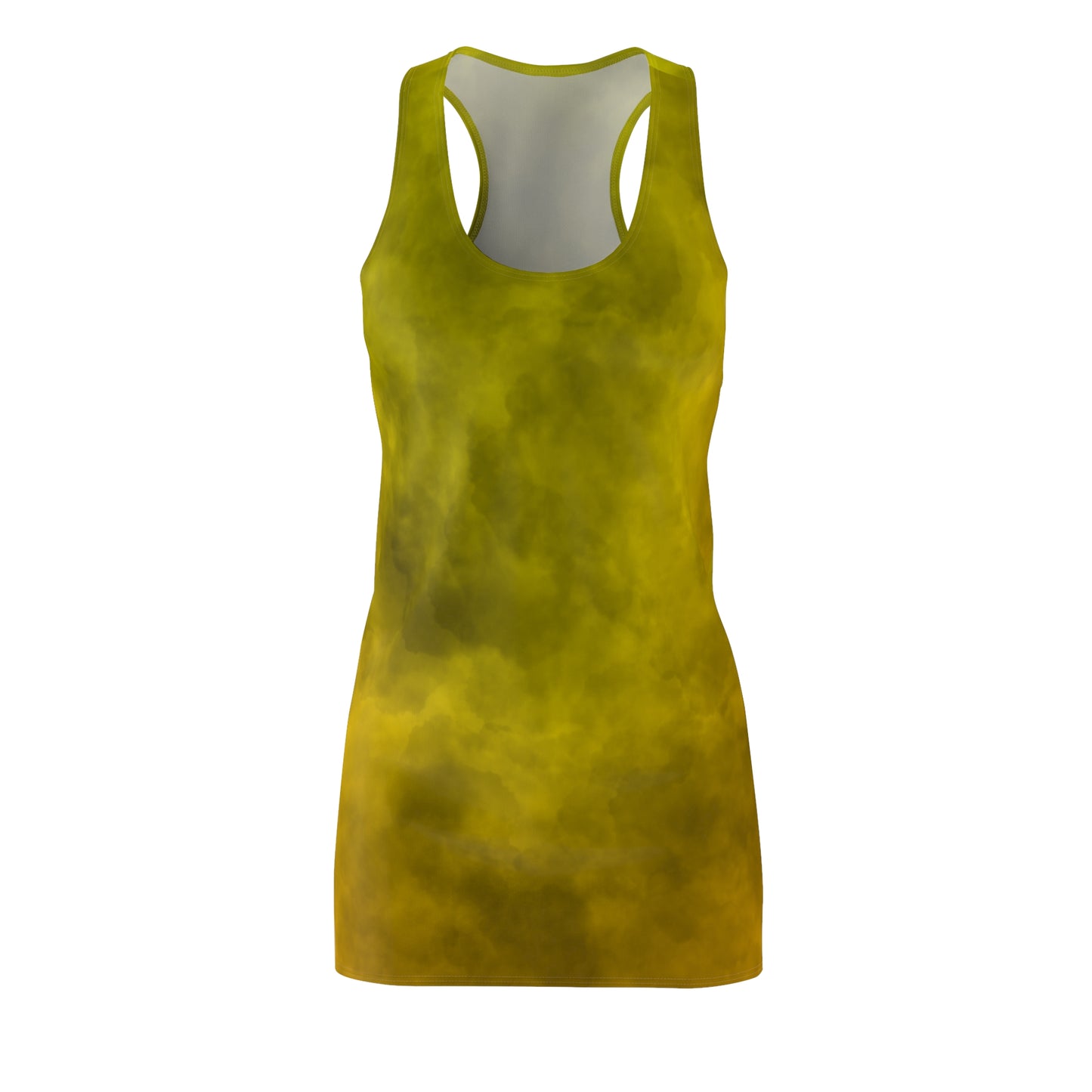 Gelbes Racerback Kleid – Sommerkleid mit abstraktem Wolkenmuster