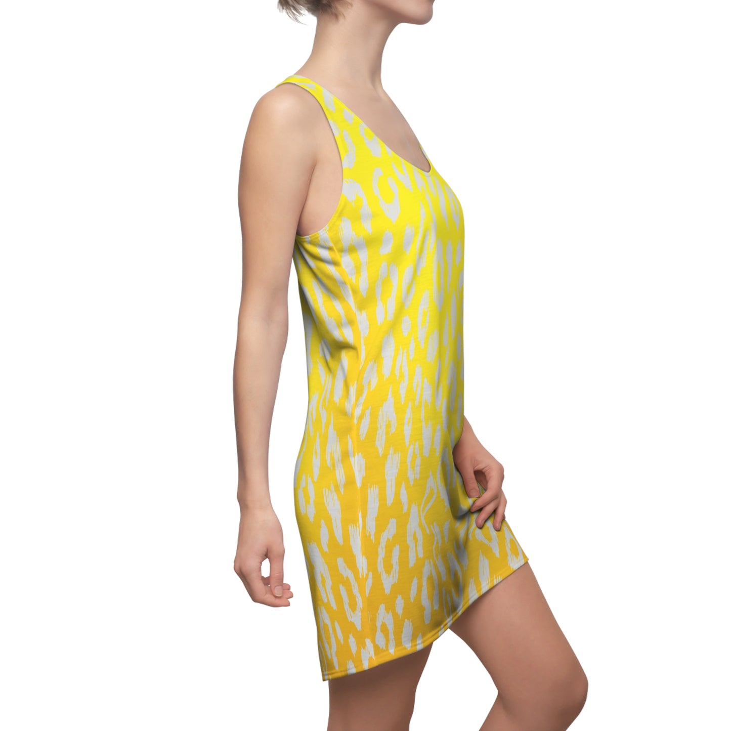 Racerback Damenkleid Sommer – Gelbes Leopardenmuster, modern & leicht