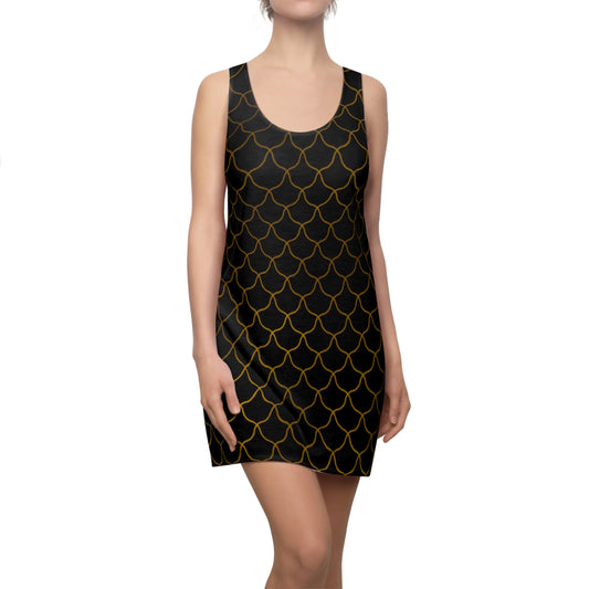 Luxury Racerback Dress mit Elegantem Goldmuster black