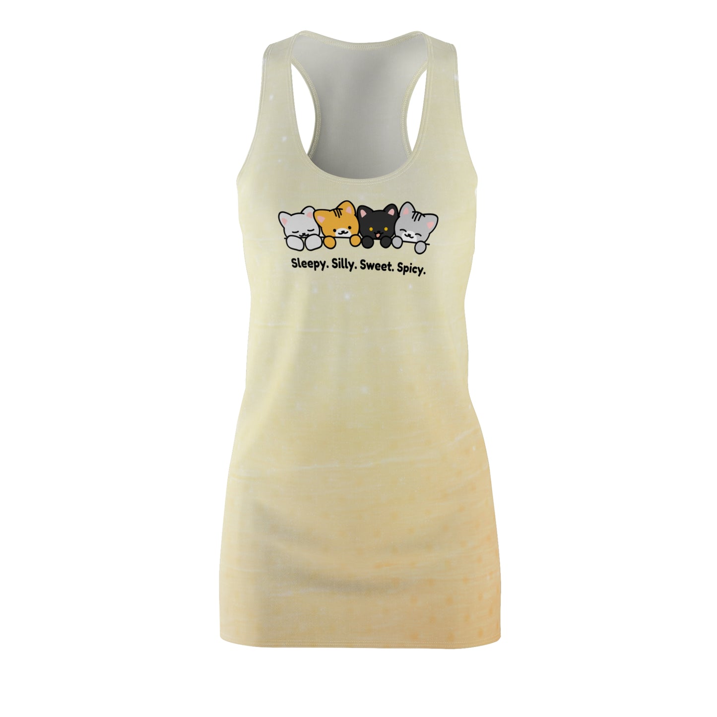 Racerback Kleid mit Farbverlauf & Katzenmotiv „Sleepy Silly Sweet“