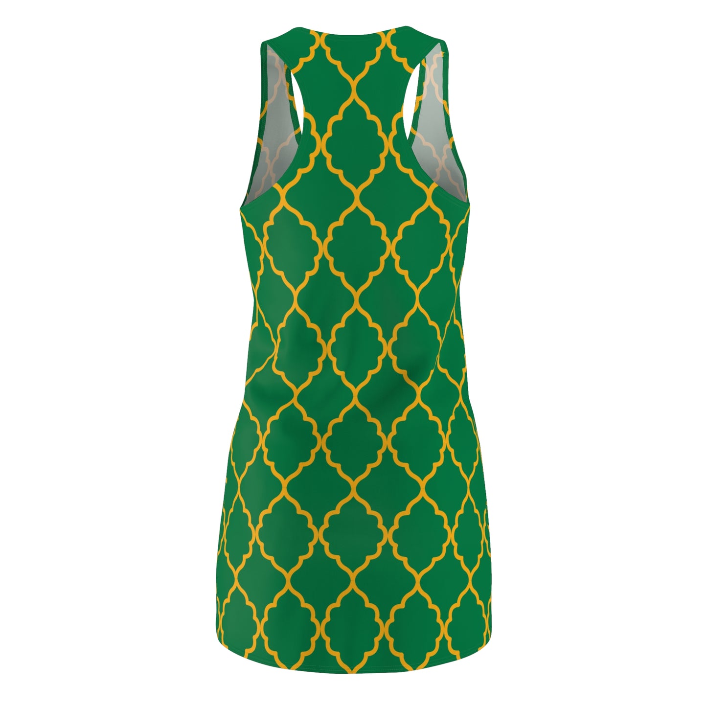 Grünes Racerback Kleid mit goldenem Ornamentmuster