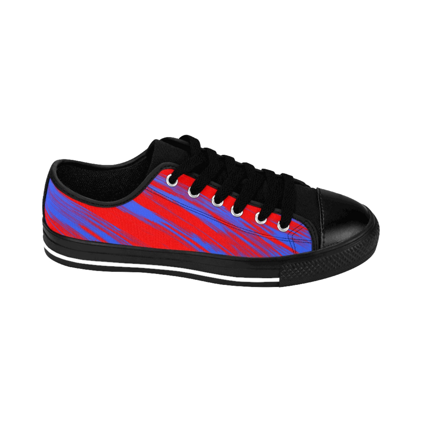 Red Blue Gradient Canvas Sneakers Women Casual Lace-Up Shoes