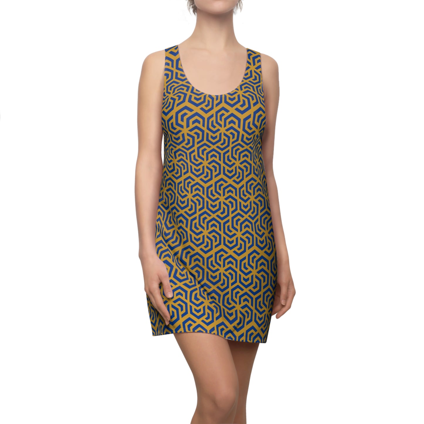 Luxury Racerback Dress mit Modern Geometric Maze Pattern