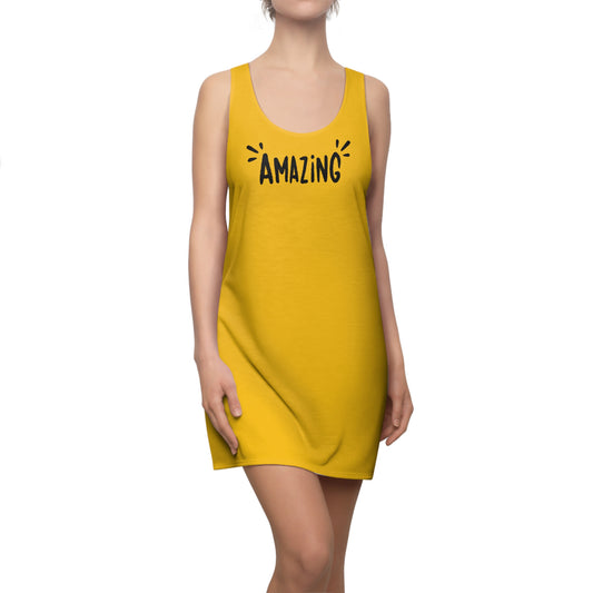 Racerback Damenkleid Sommer – „Amazing“ Statement, modern & lässig gelb