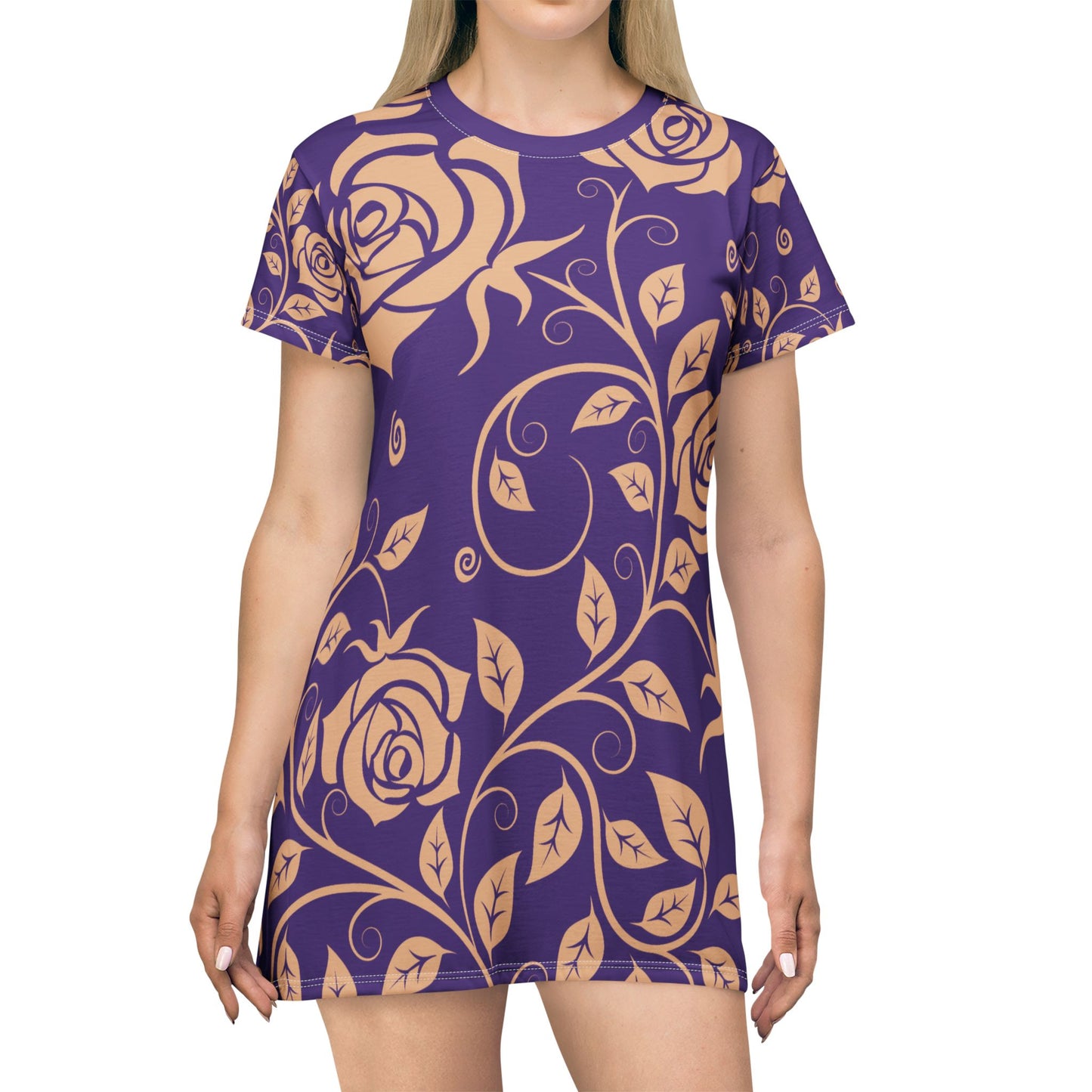 Lilaner Damen Kleid Blumen T Shirt Style Sommer Boho Casual