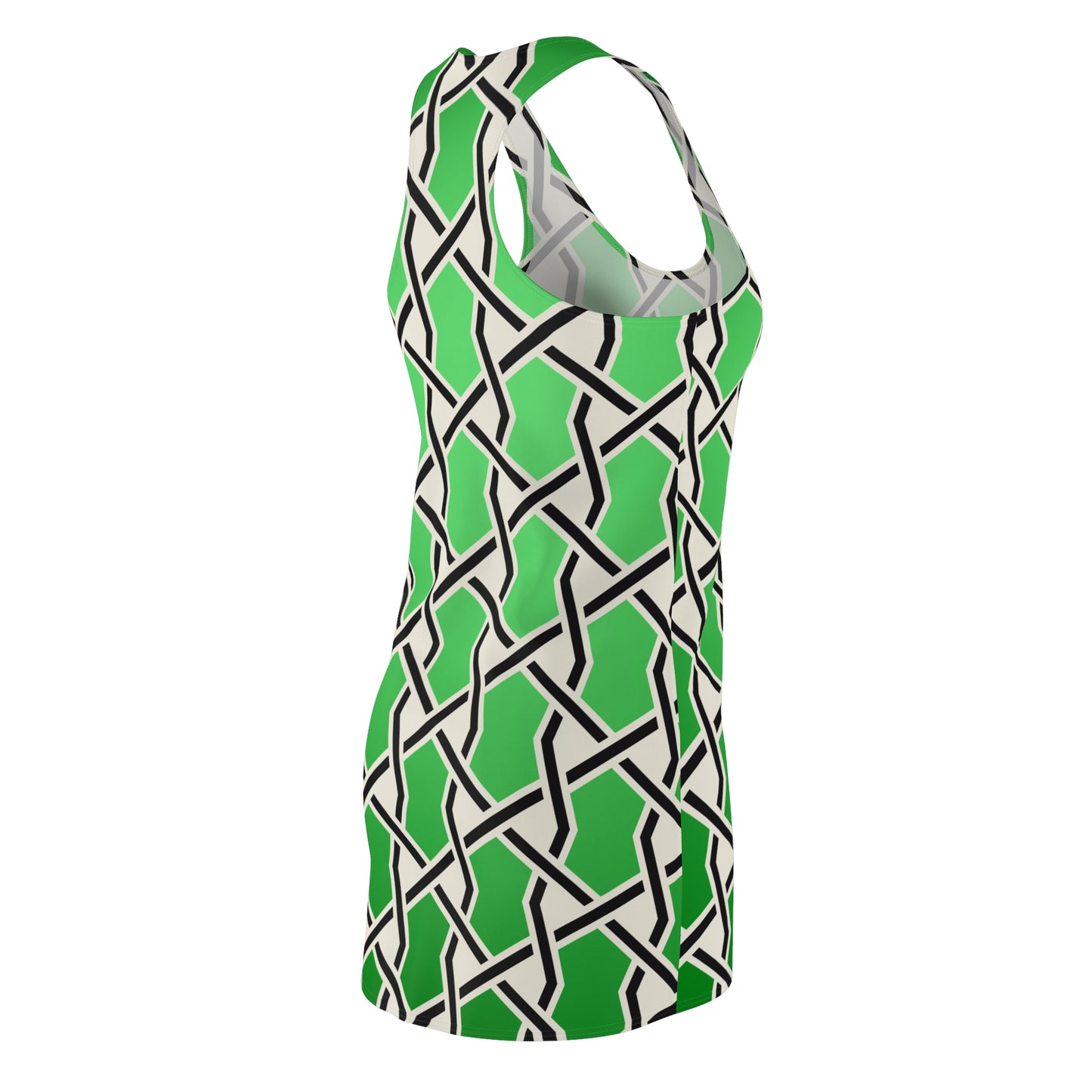 Grünes Racerback Kleid mit geometrischem Muster & Farbverlauf