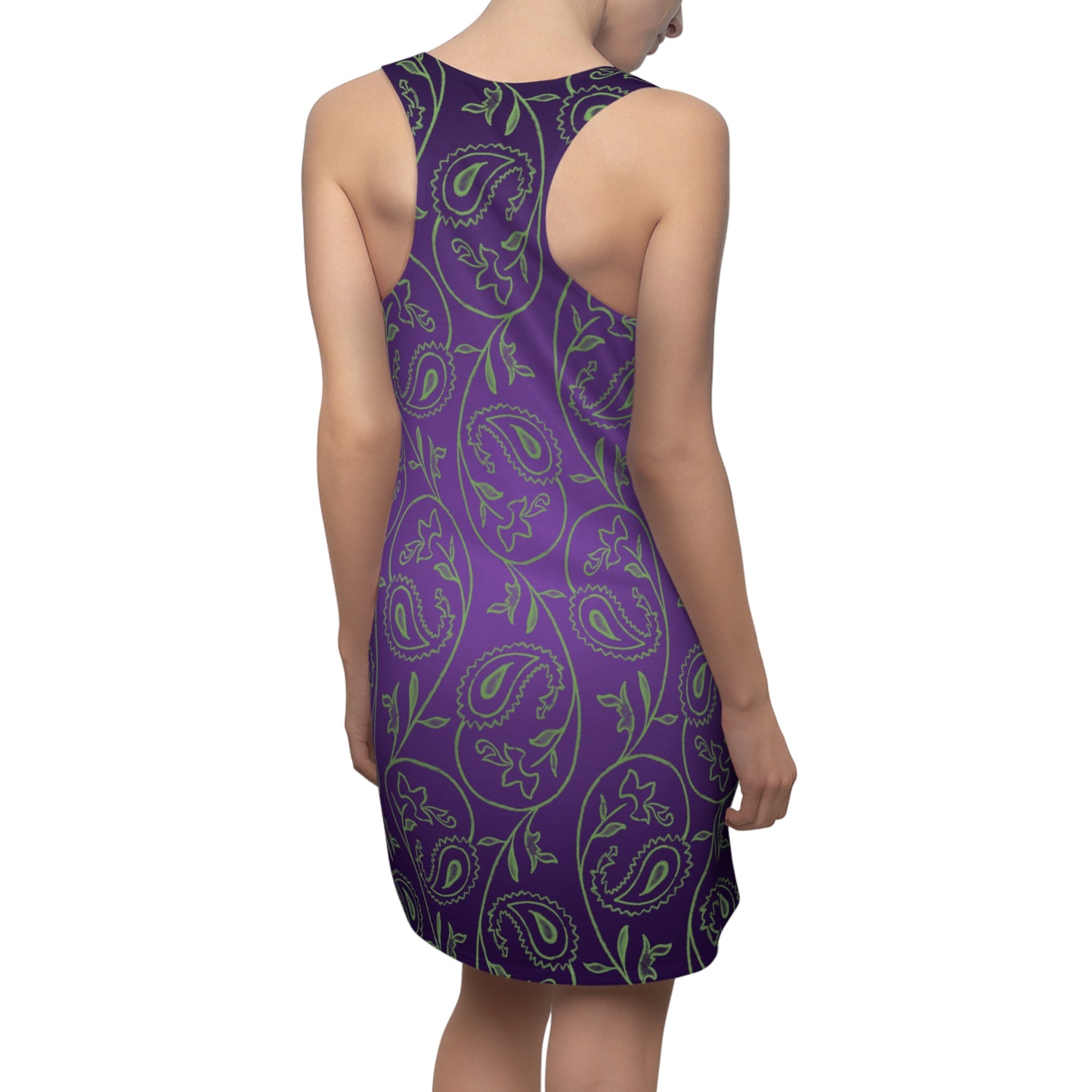 Damen Sommerkleid Violett mit Farbverlauf und Paisley Muster