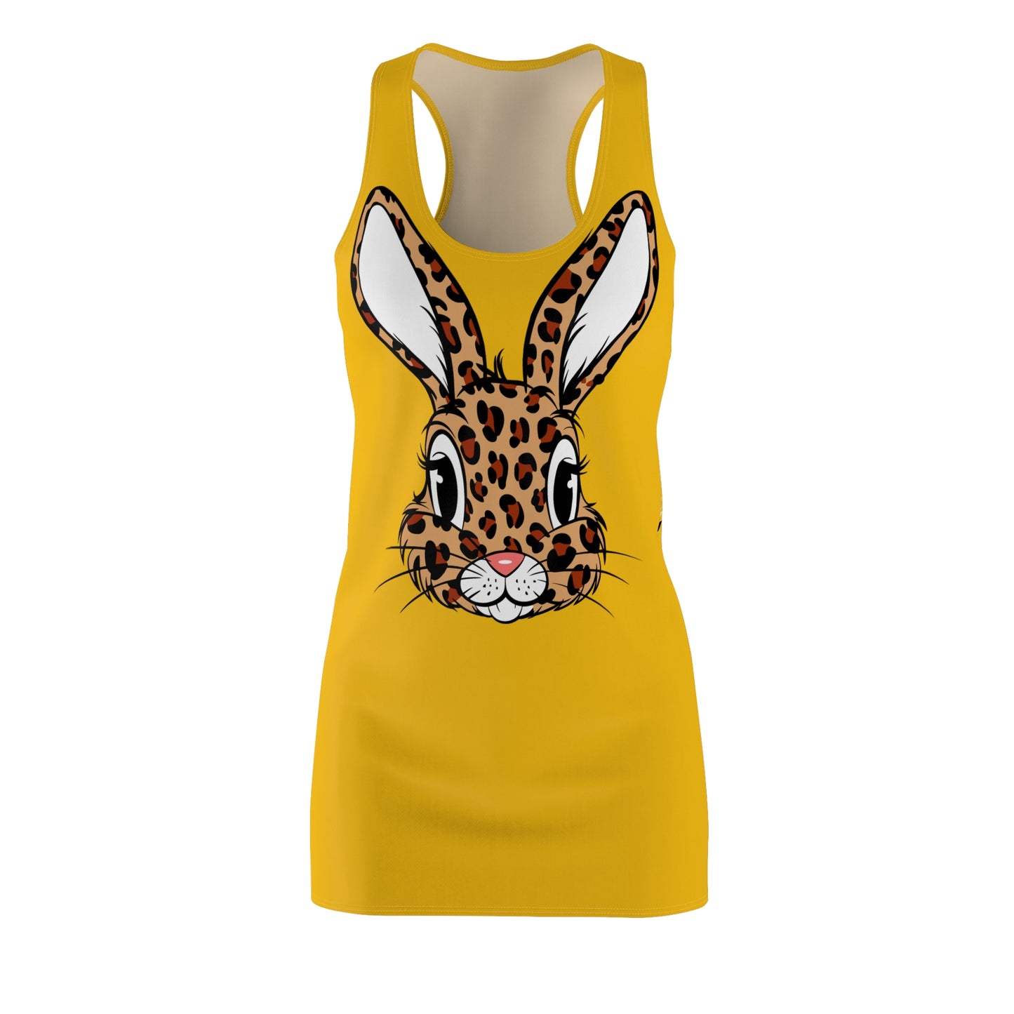Leoparden Hase Racerback Kleid – Tierisch Gelb