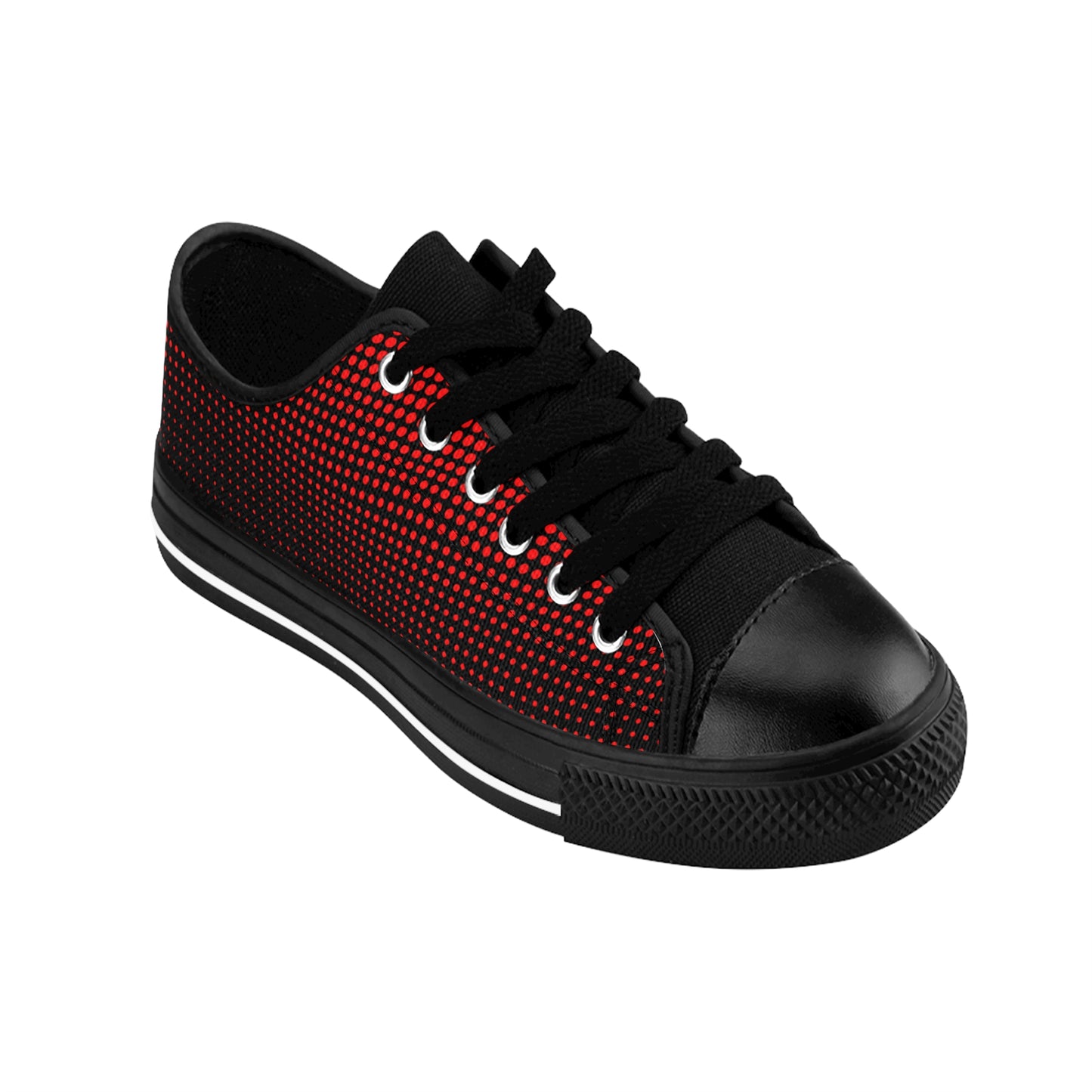 Red Dot Pattern Canvas Sneakers Women Casual Lace-Up Shoes