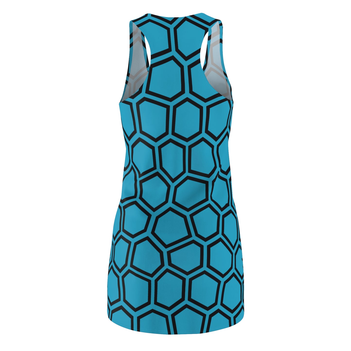 Racerback Kleid Schwarz Türkis Hexagon Muster Damen Sommer