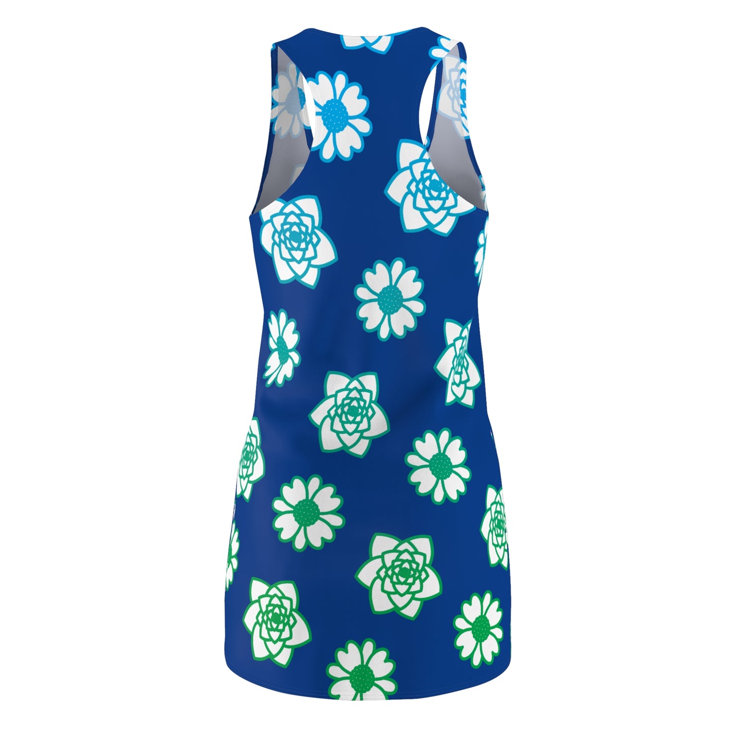 Racerback Kleid blau mit grünem Blumenmuster Sommerlook