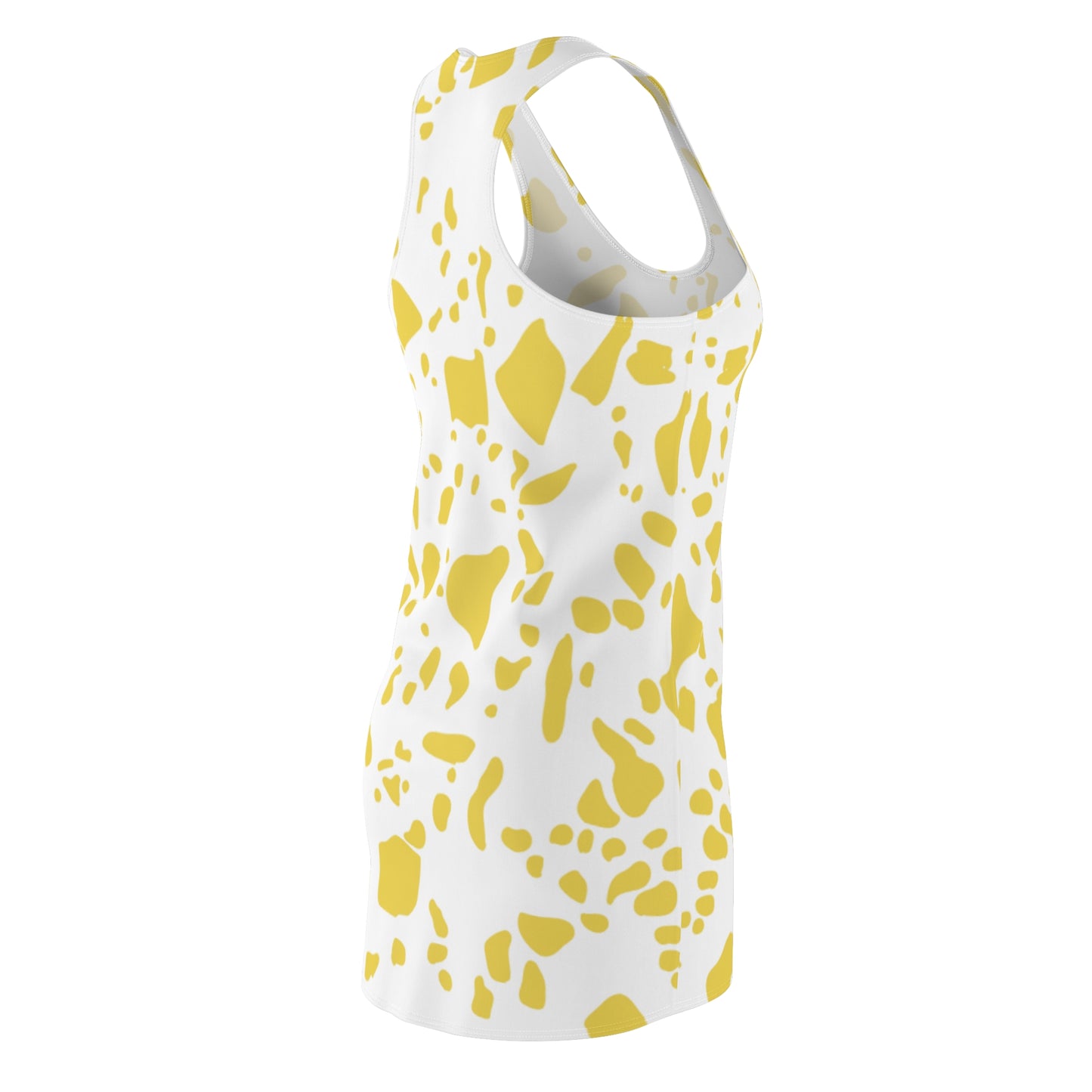 Racerback Kleid Weiß Gelb Abstraktes Muster – Sommer Style