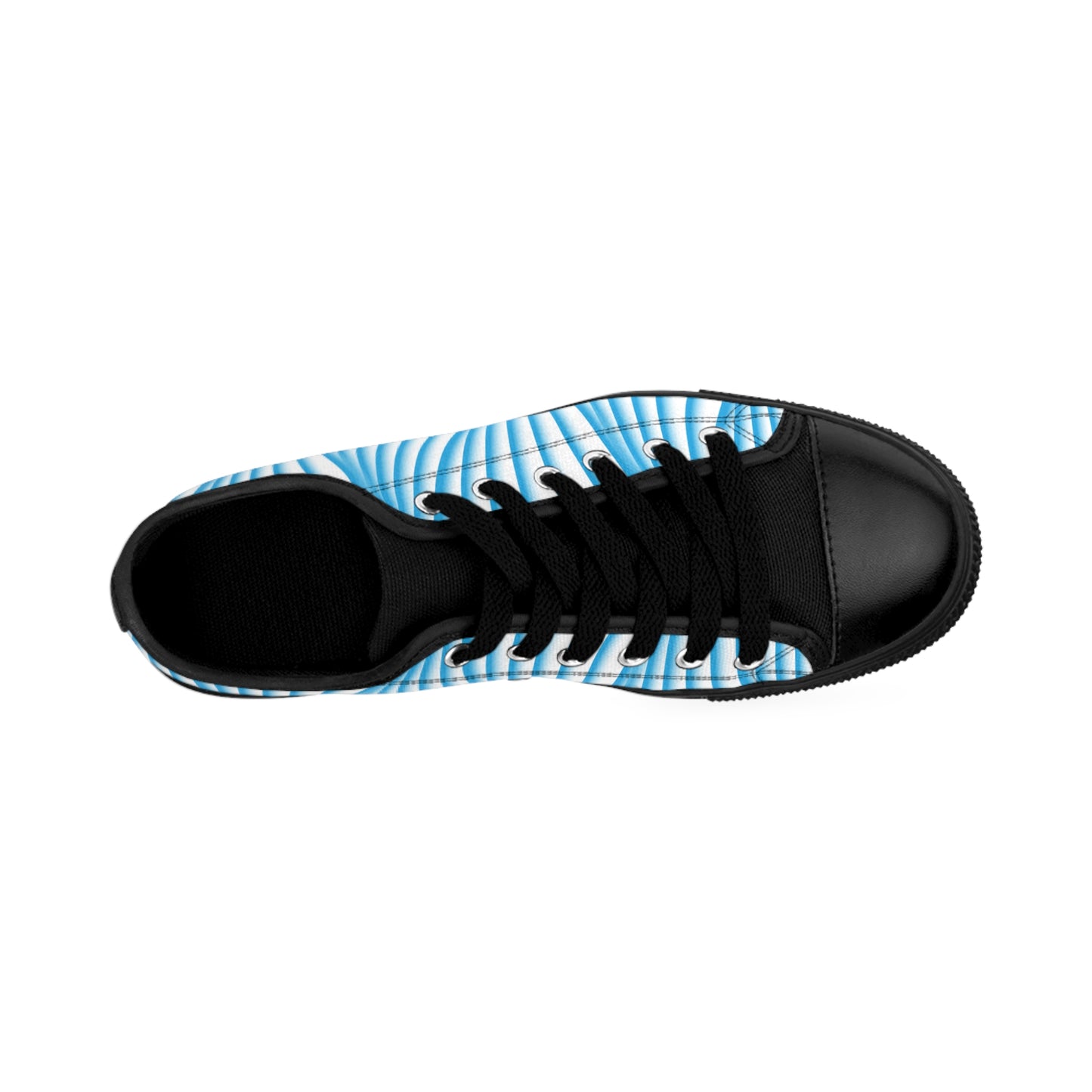 Blue Wave Pattern Canvas Sneakers Women Casual Lace-Up Shoes