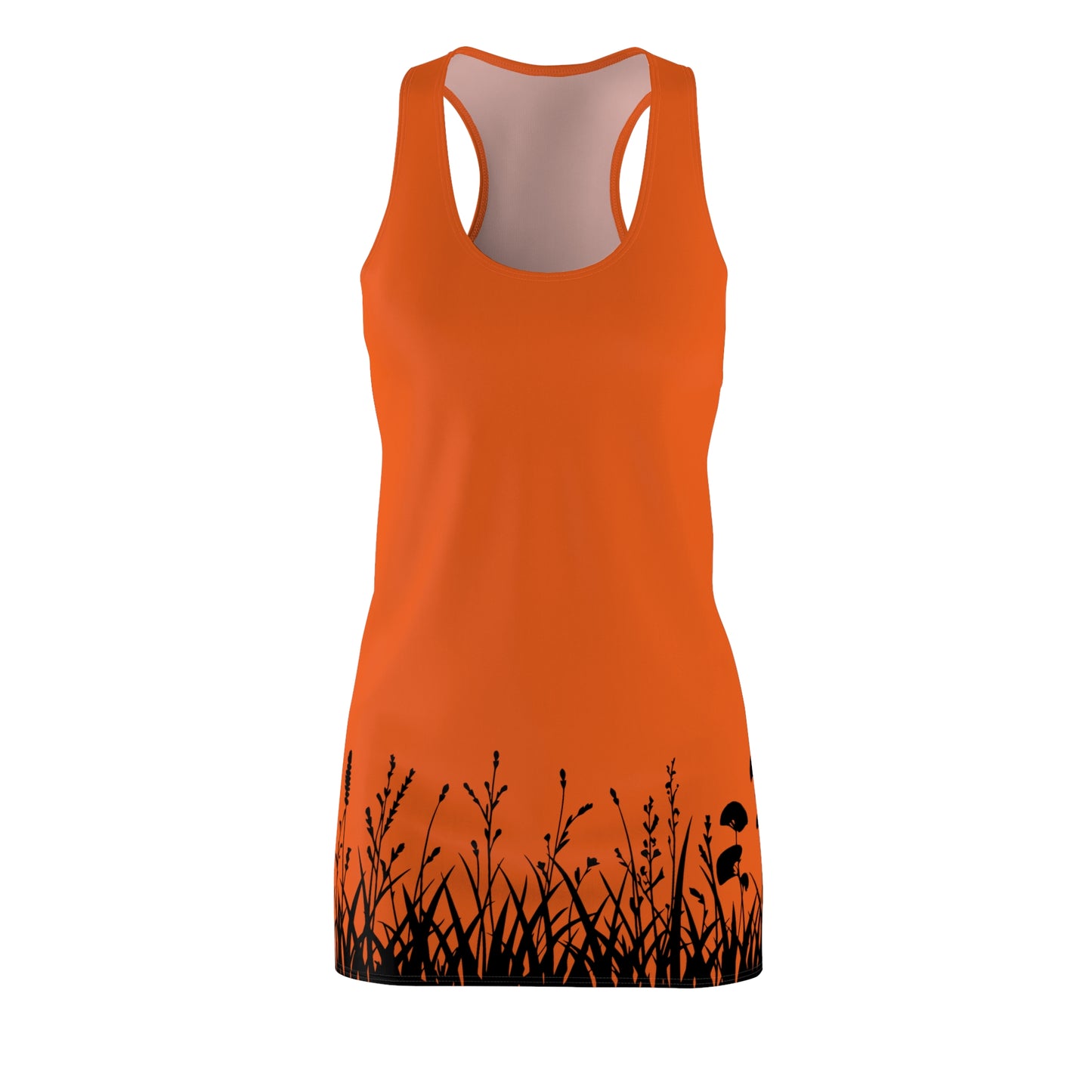 Orange Floral Silhouette Racerback Kleid – Elegantes Sommerkleid