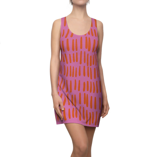 Rosa Orange Boho Racerback Kleid – Modernes Sommerkleid