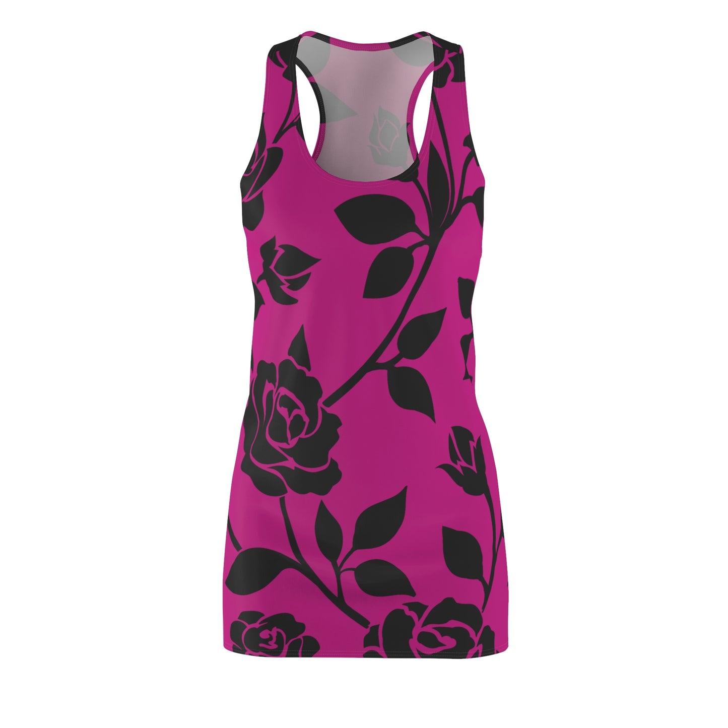 Rosen Racerback Kleid – Elegant Schwarz Pink Design
