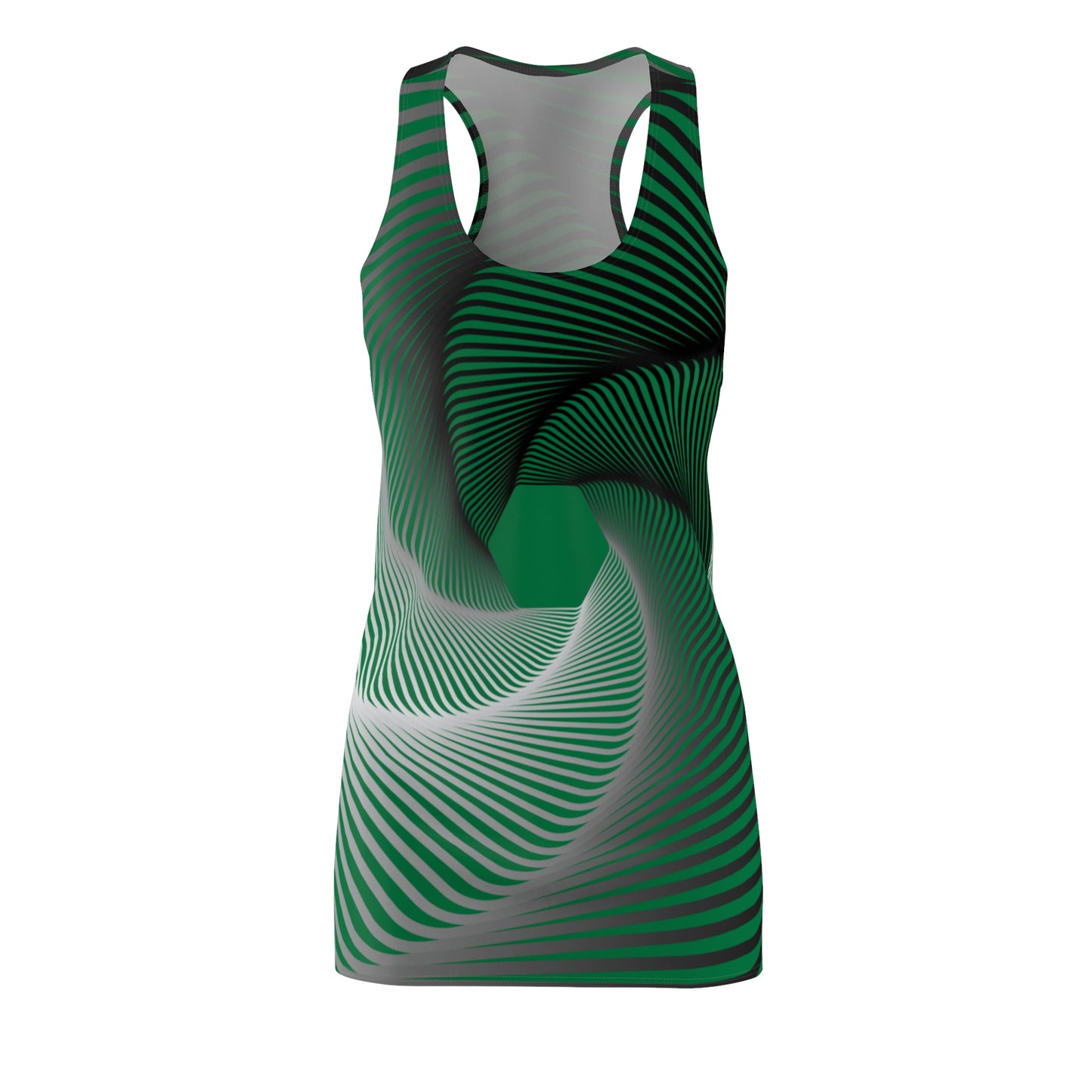 Schwarz Grün Spirale Racerback Kleid – Stilvolles Sommerkleid