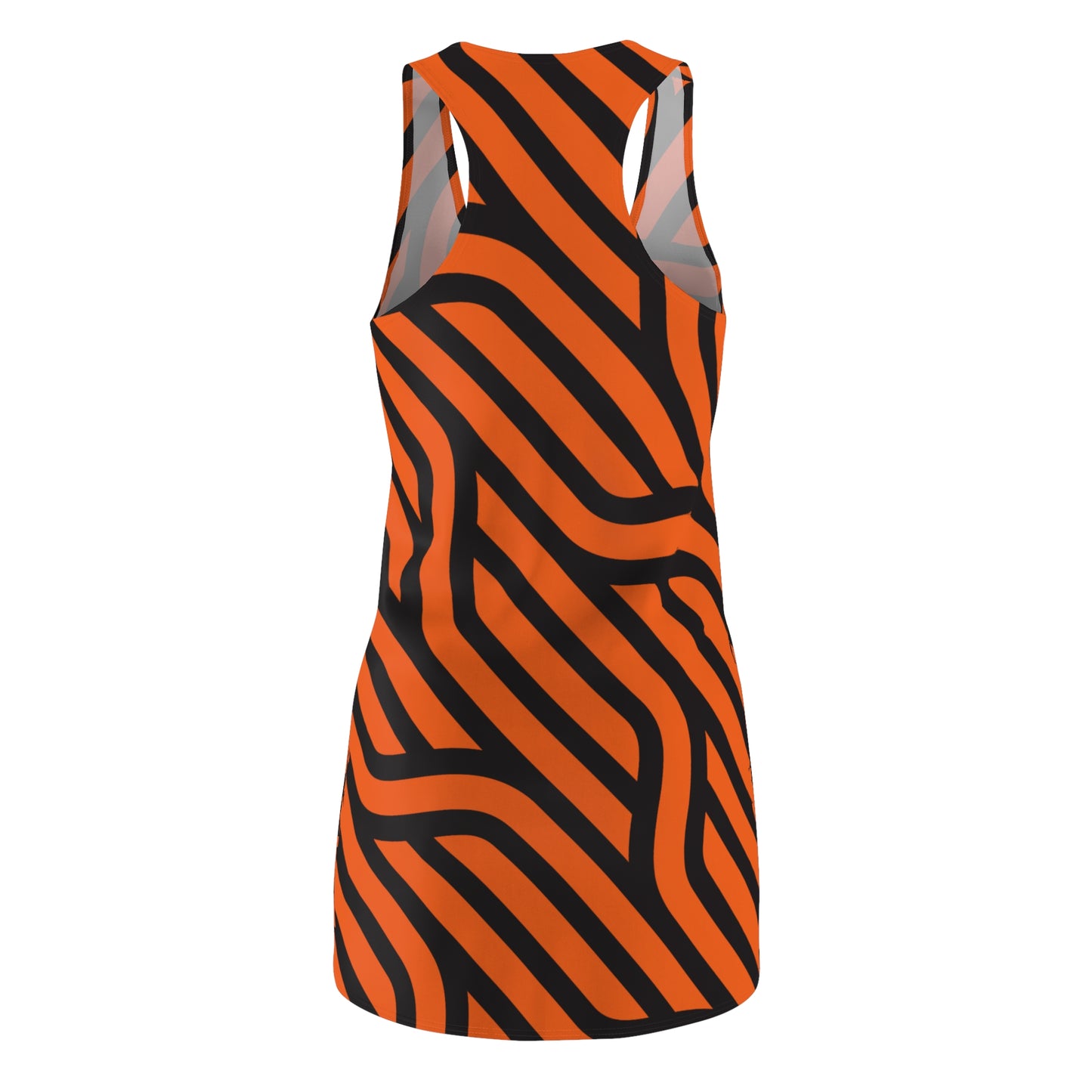 Schwarz Orange Streifen Racerback Kleid – Modernes Sommerkleid