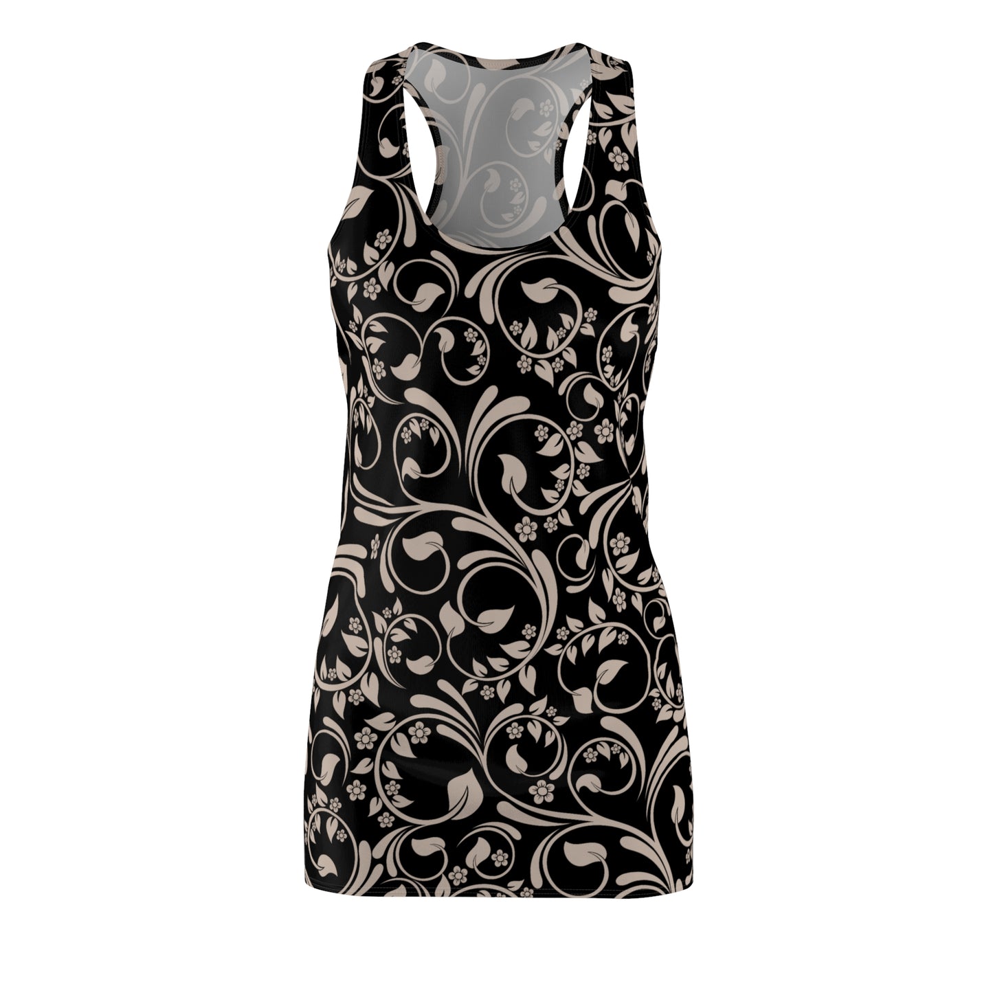 Schwarzes Racerback Kleid mit floralem Muster