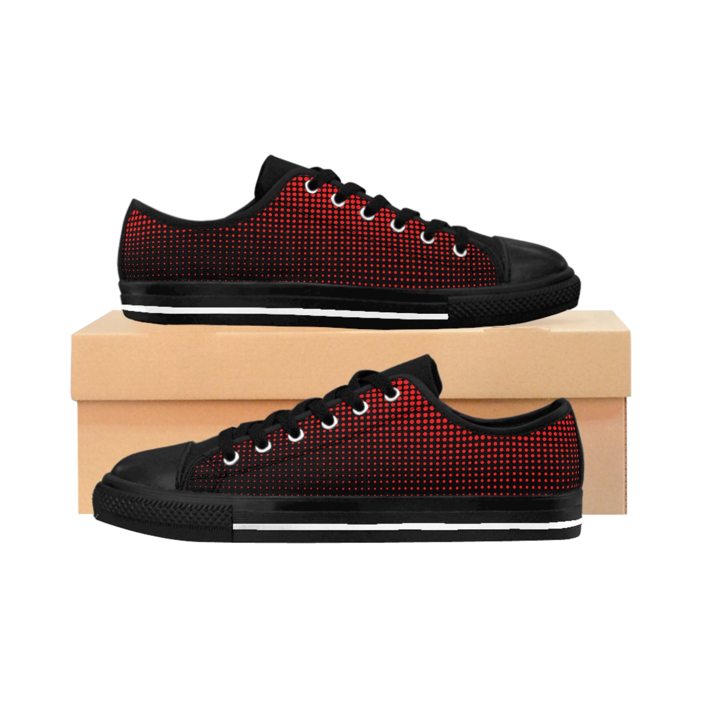 Red Dot Pattern Canvas Sneakers Women Casual Lace-Up Shoes
