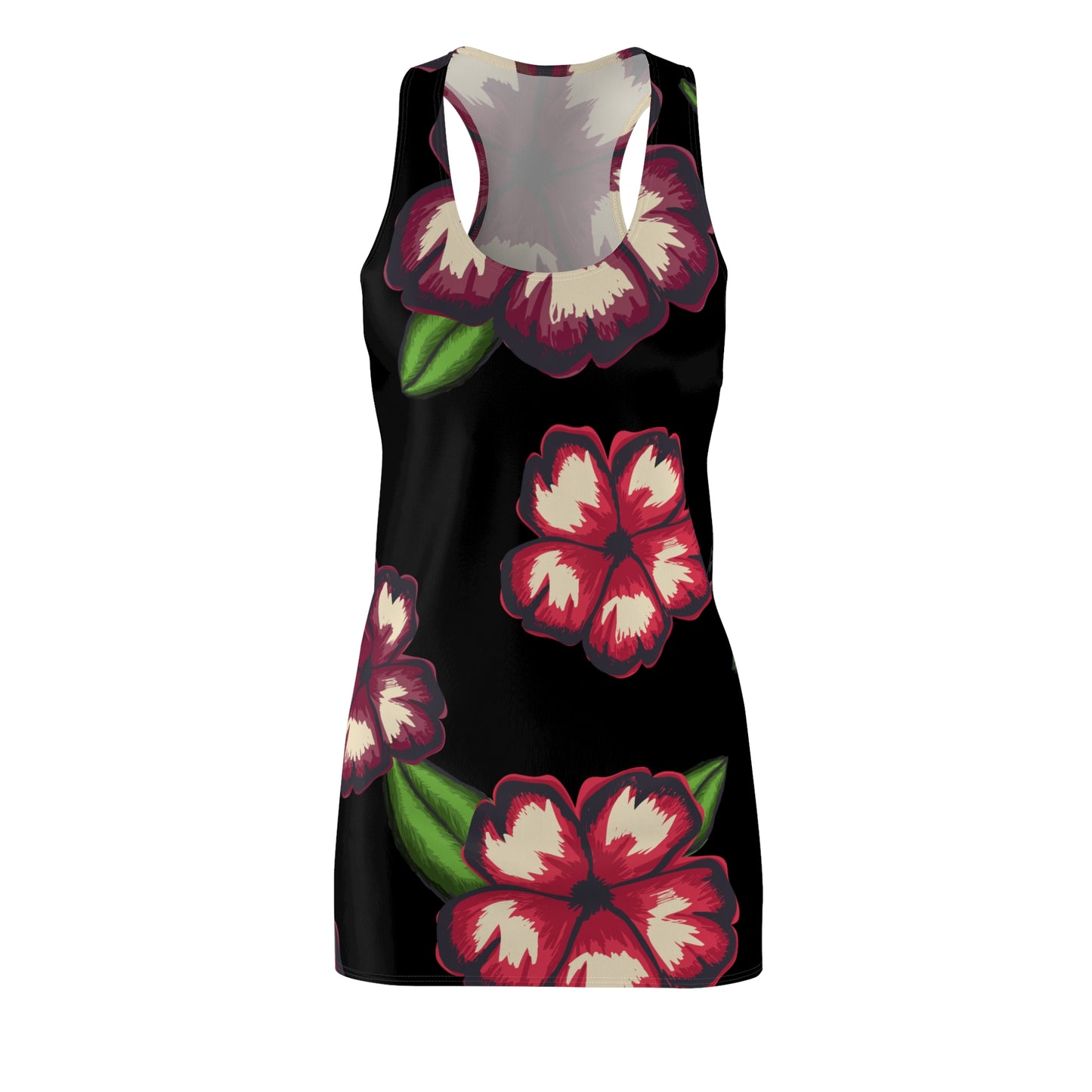 Schwarzes Hibiskus Racerback Kleid – Stylishes Sommerkleid