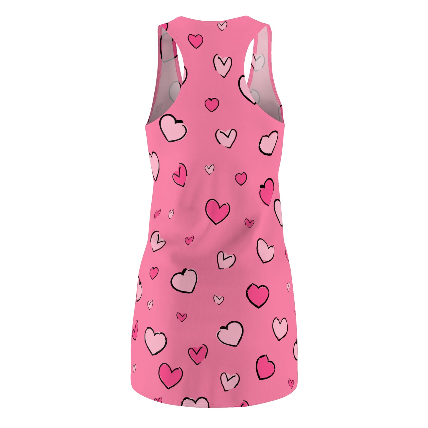 Pinkes Racerback Kleid mit Herz Print Allover Design