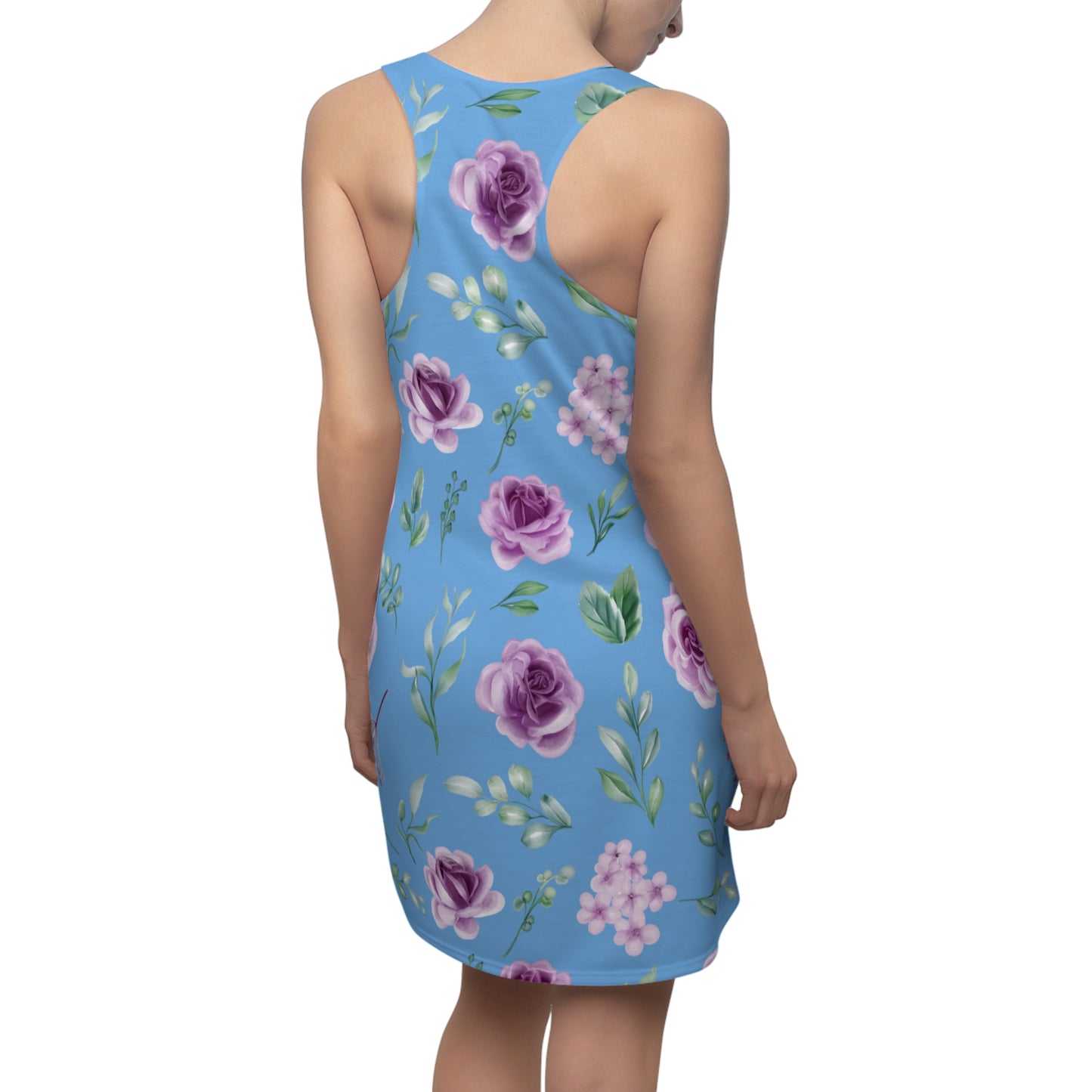 Hellblau Floral Racerback Kleid – Blumenkleid Sommer Damen