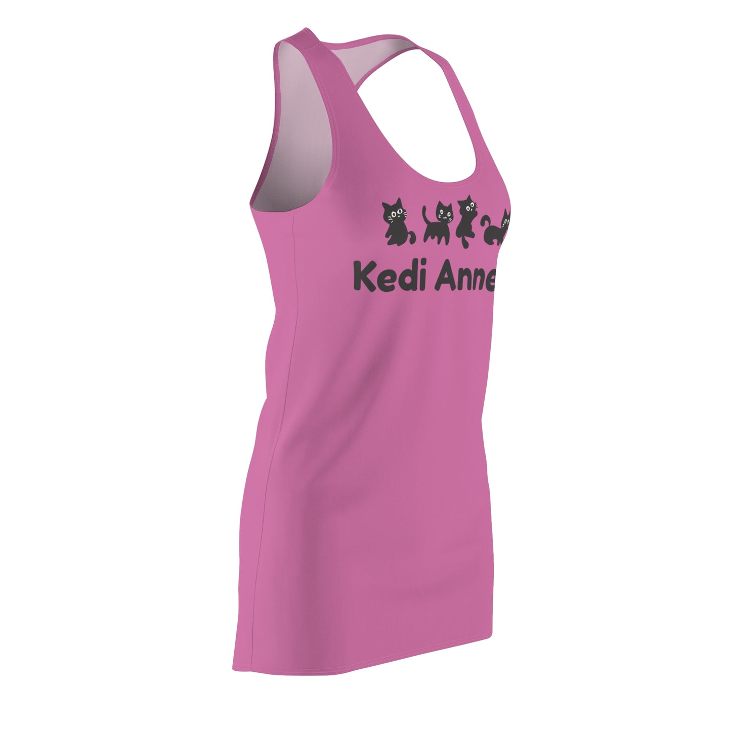 Katzenmama Racerback Kleid – Süßes Katzenmotiv Sommerkleid rosa