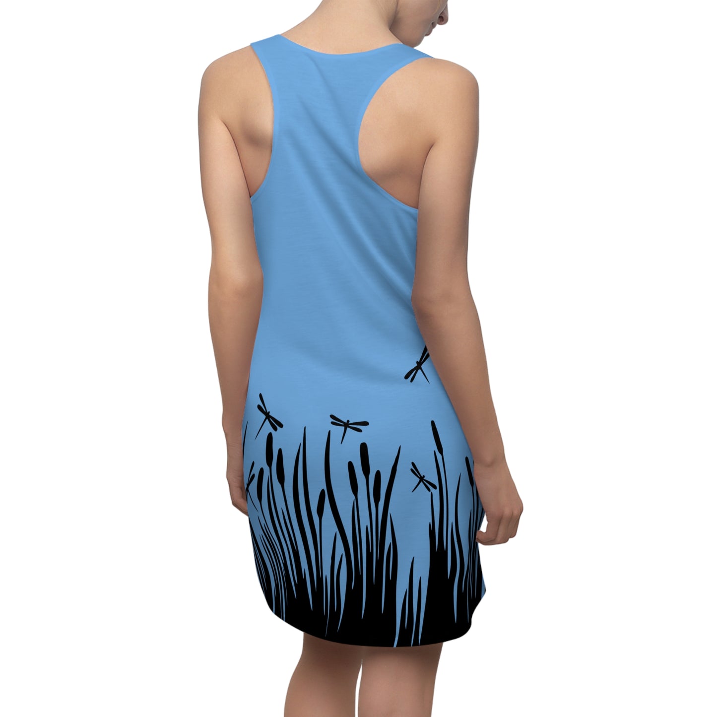 Hellblaues Damen Kleid Libellen Design Racerback Sommer Freizeit Party