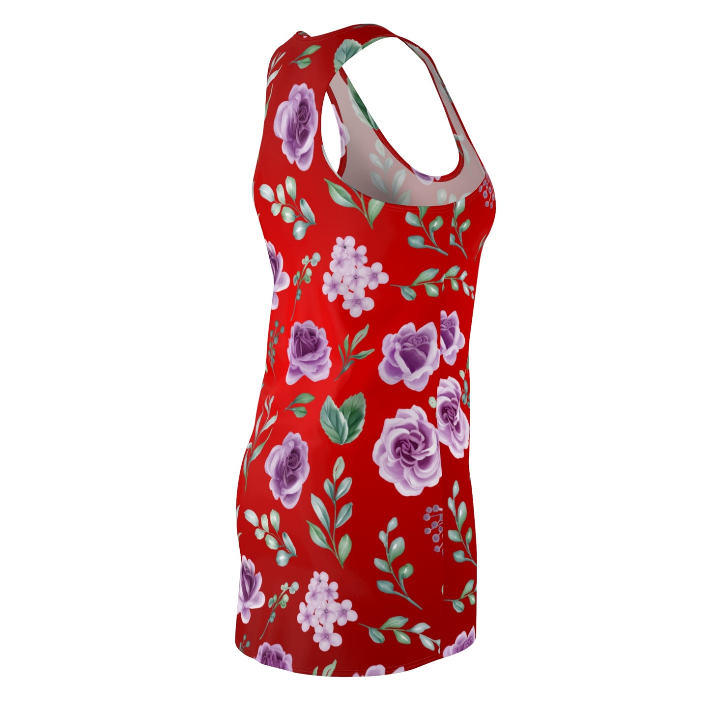 Racerback Kleid Damen Rot mit floralen Blumen Print