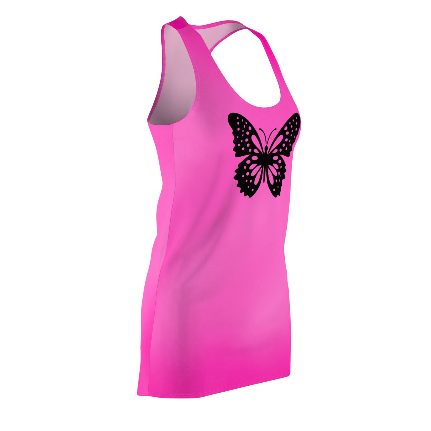 Sommerliches Racerback Kleid für Damen – Pinker Farbverlauf & Butterfly