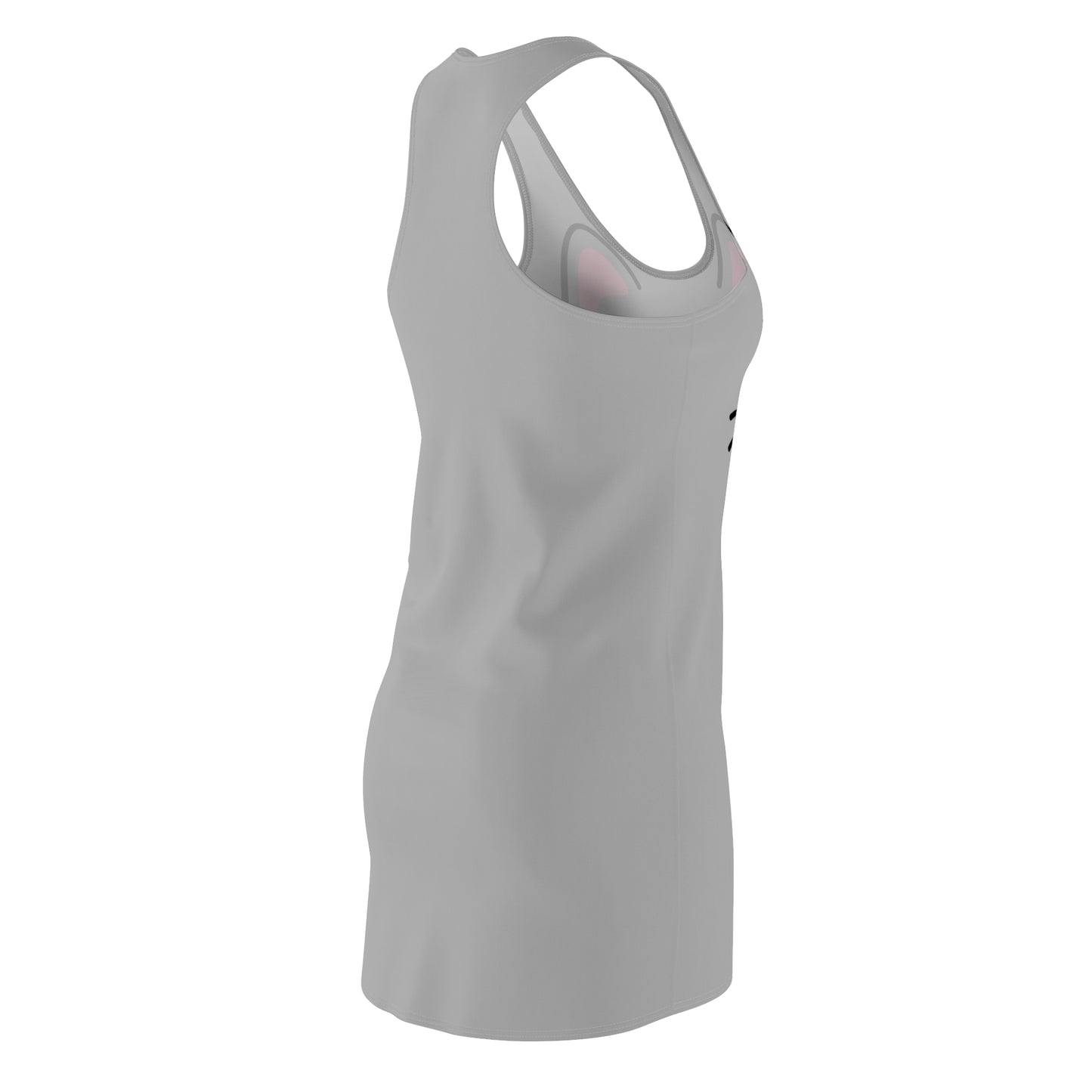 Racerback Kleid mit Cute Katzenmotiv in Grau