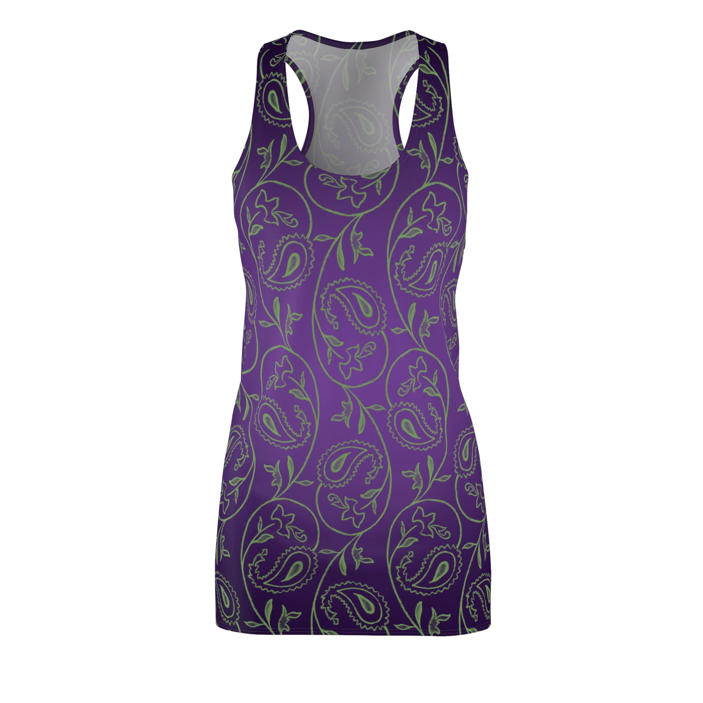 Damen Sommerkleid Violett mit Farbverlauf und Paisley Muster