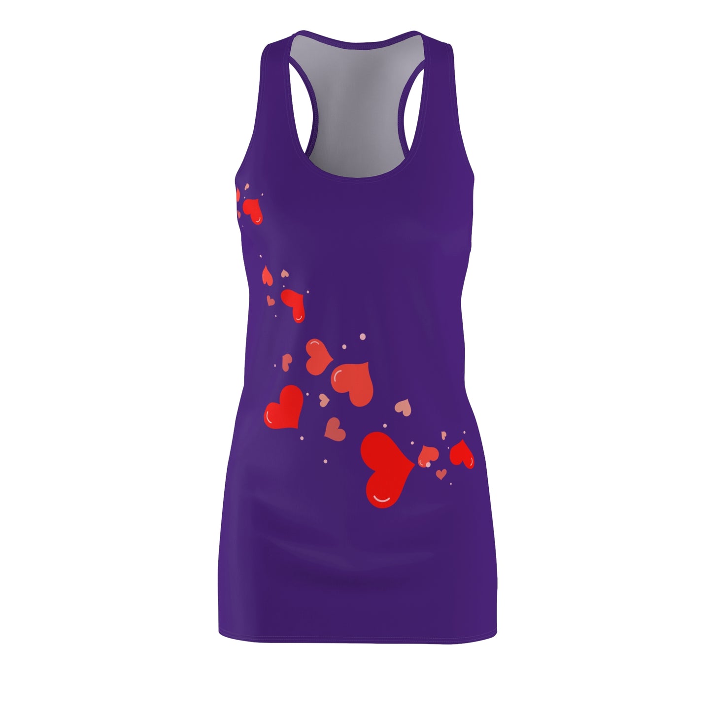 Dunkel Lila Herz Racerback Kleid – Elegantes Valentinstag Outfit