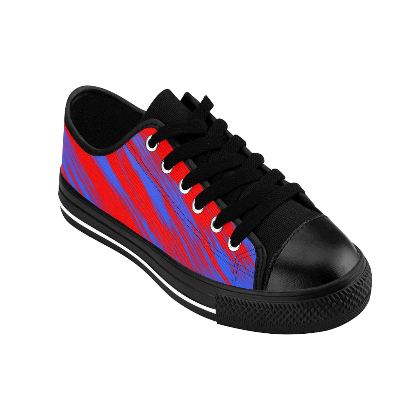 Red Blue Gradient Canvas Sneakers Women Casual Lace-Up Shoes