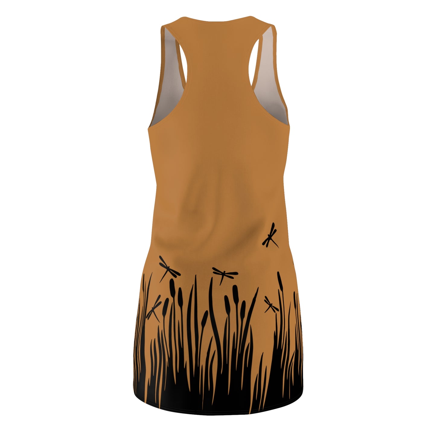 Braunes Damen Kleid Libellen Design Racerback Sommer Freizeit Party