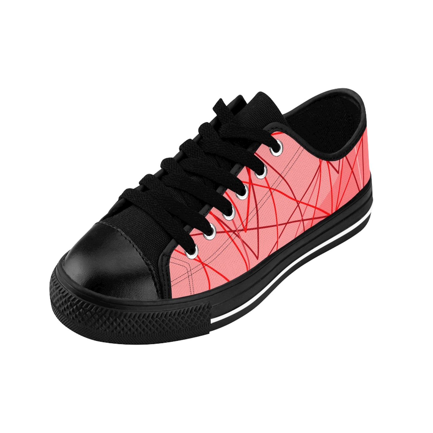 Damen Canvas Sneaker Rosa Linien Muster Streetwear Freizeit Schuhe